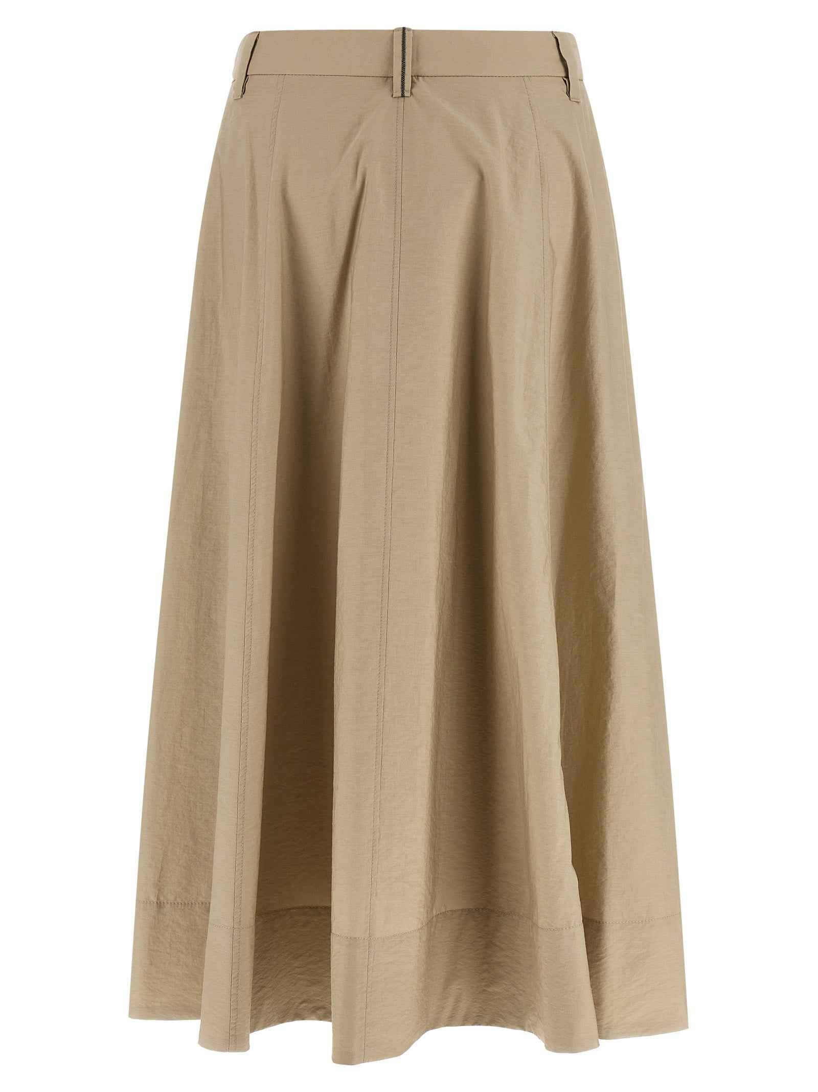 Brunello Cucinelli Beige Cotton Midi Skirt