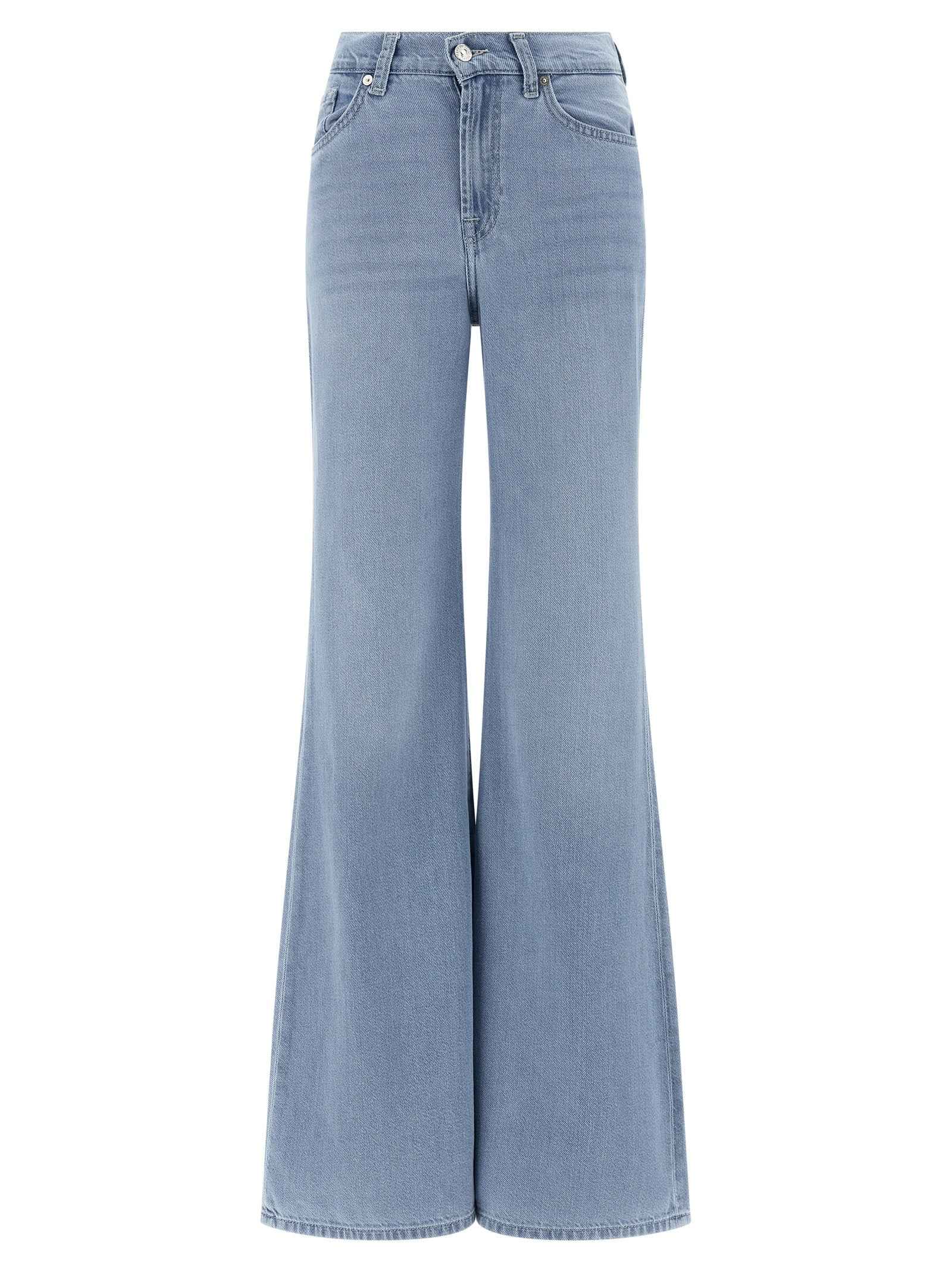 7 For All Mankind Blue Cotton Flared Jeans