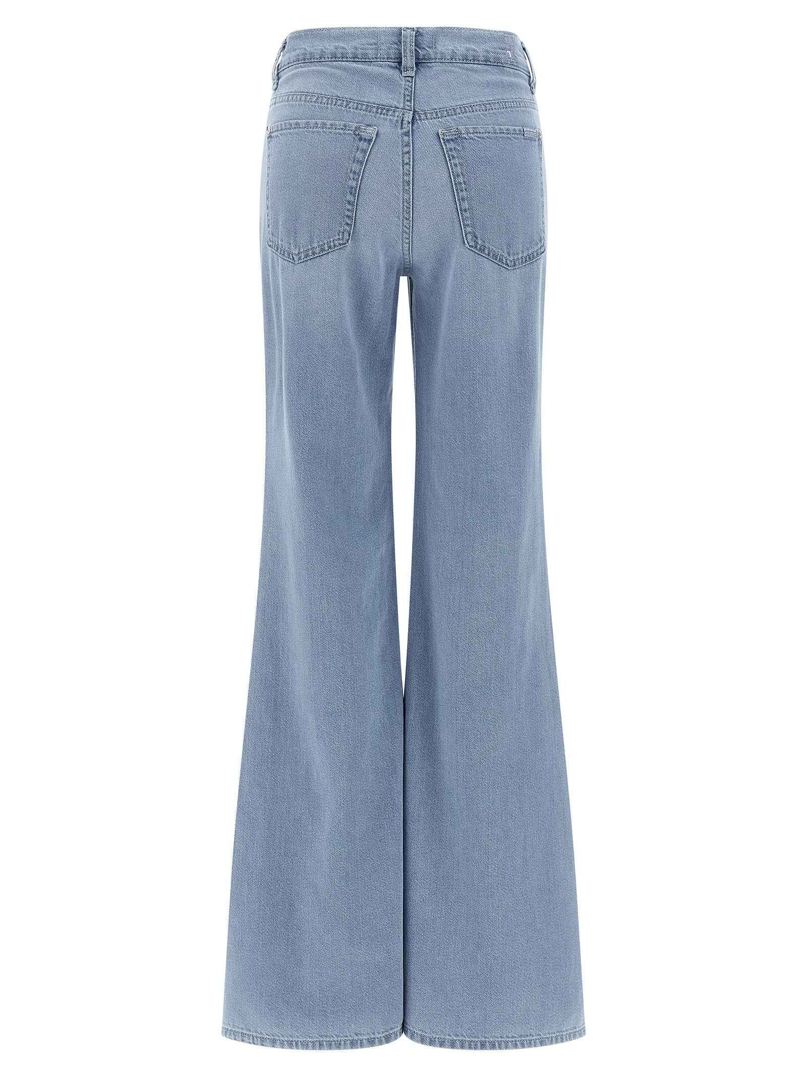 7 For All Mankind Blue Cotton Flared Jeans