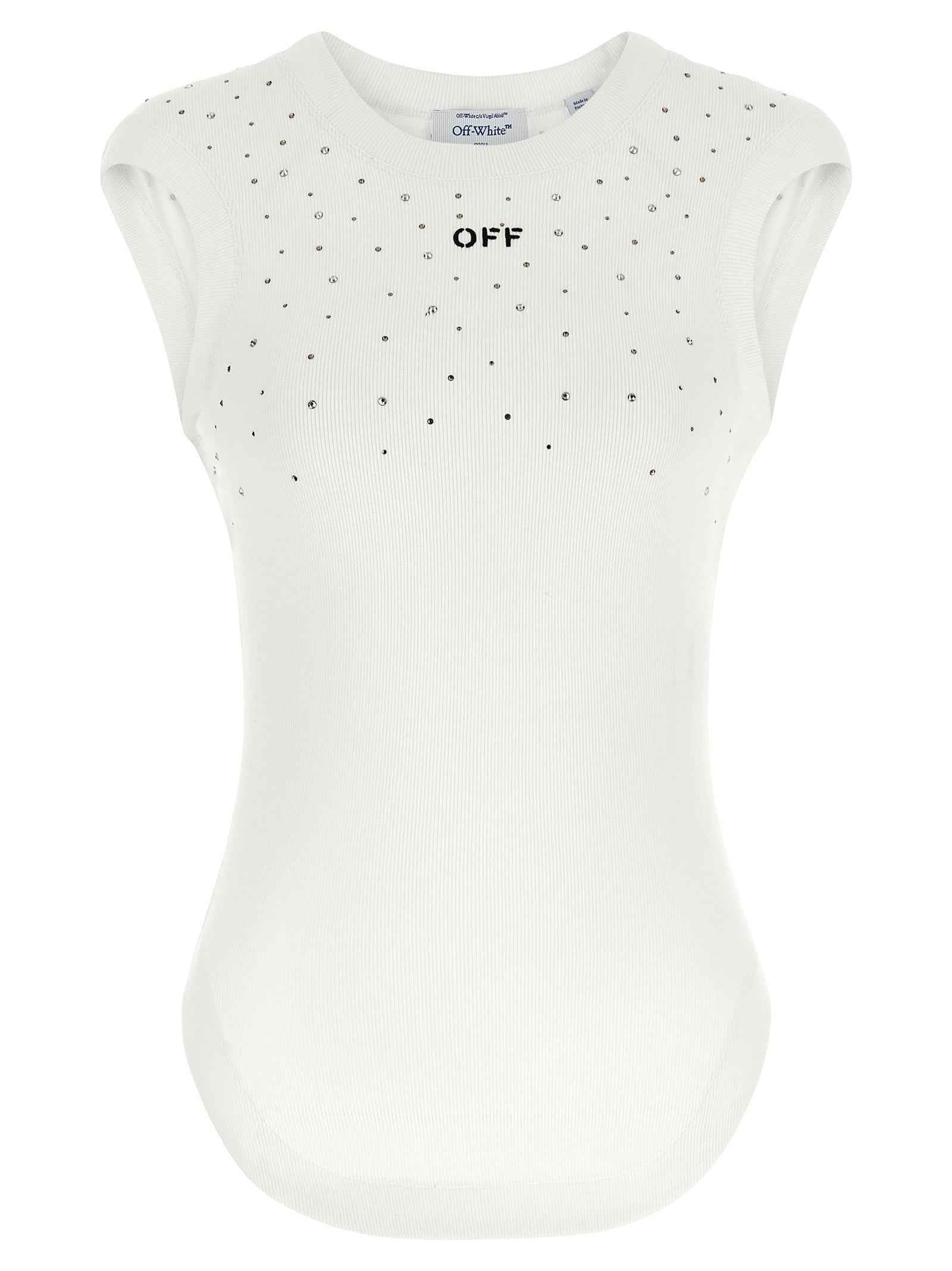 Off-White White Viscose Sleeveles T-Shirt