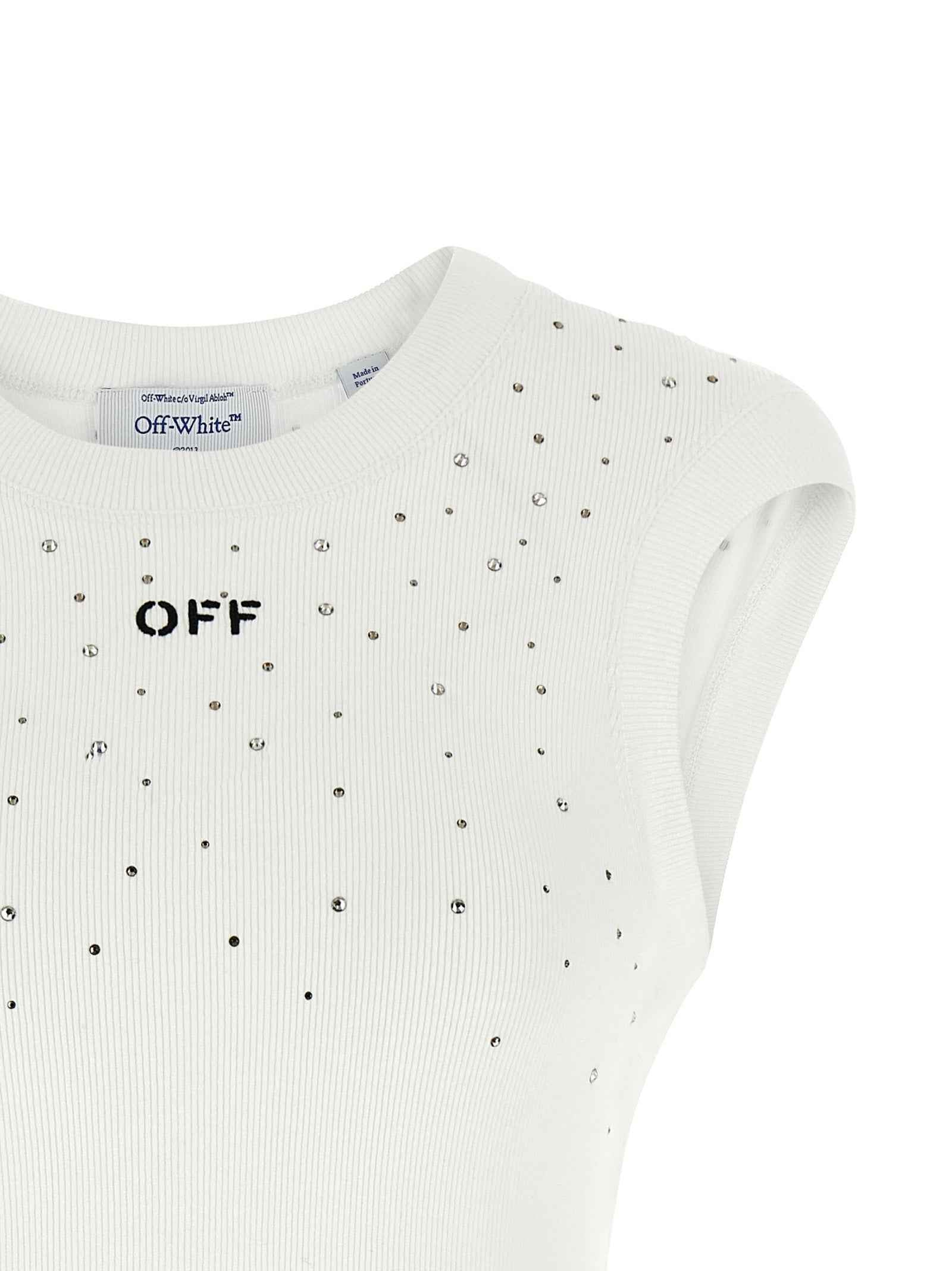 Off-White White Viscose Sleeveles T-Shirt