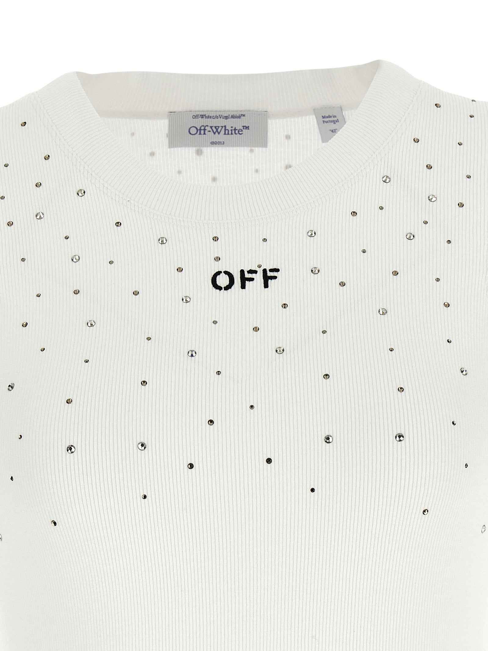 Off-White White Viscose Sleeveles T-Shirt