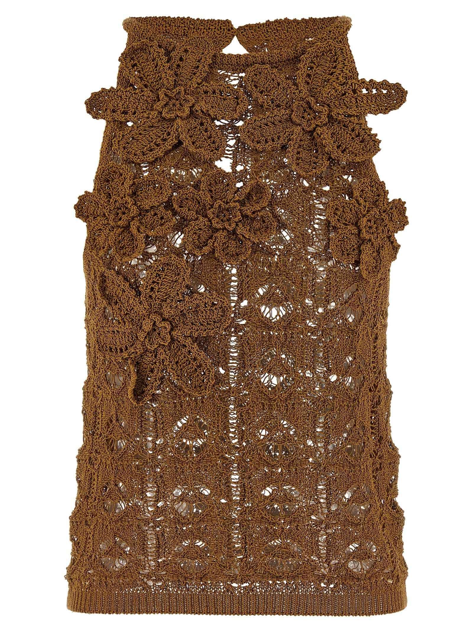 PINKO Brown Cotton Sleeveles T-Shirt