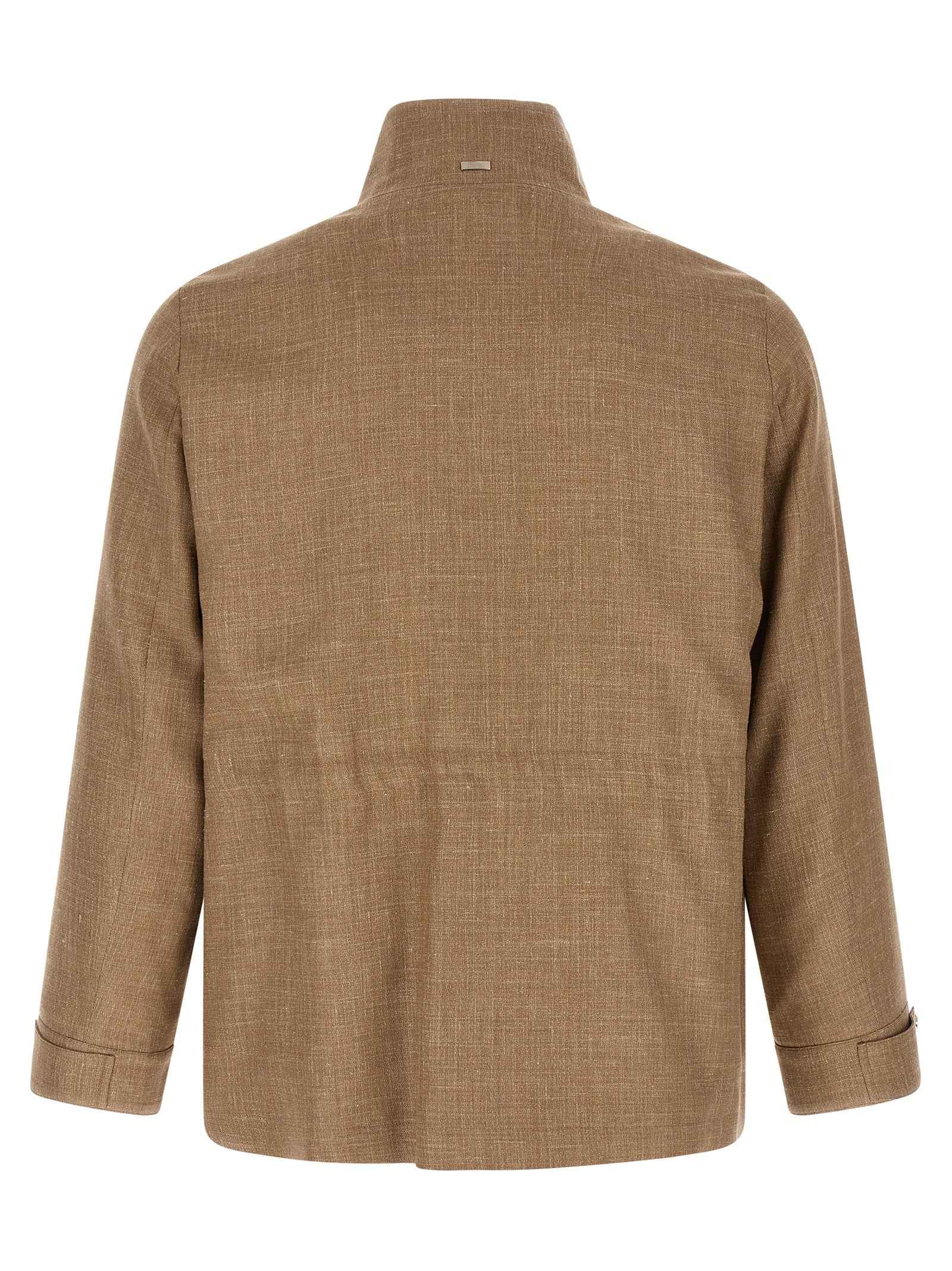 Herno Beige Wool Full-Length Jacket