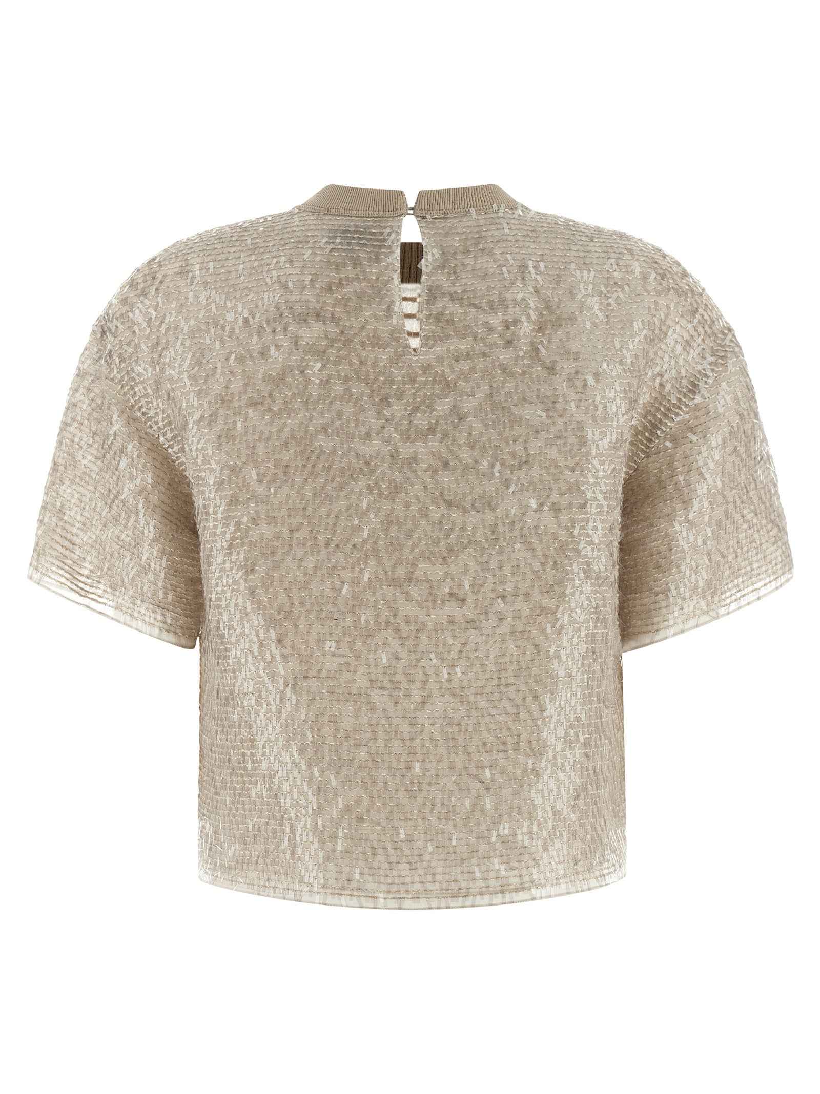 Brunello Cucinelli Beige Silk T-Shirt