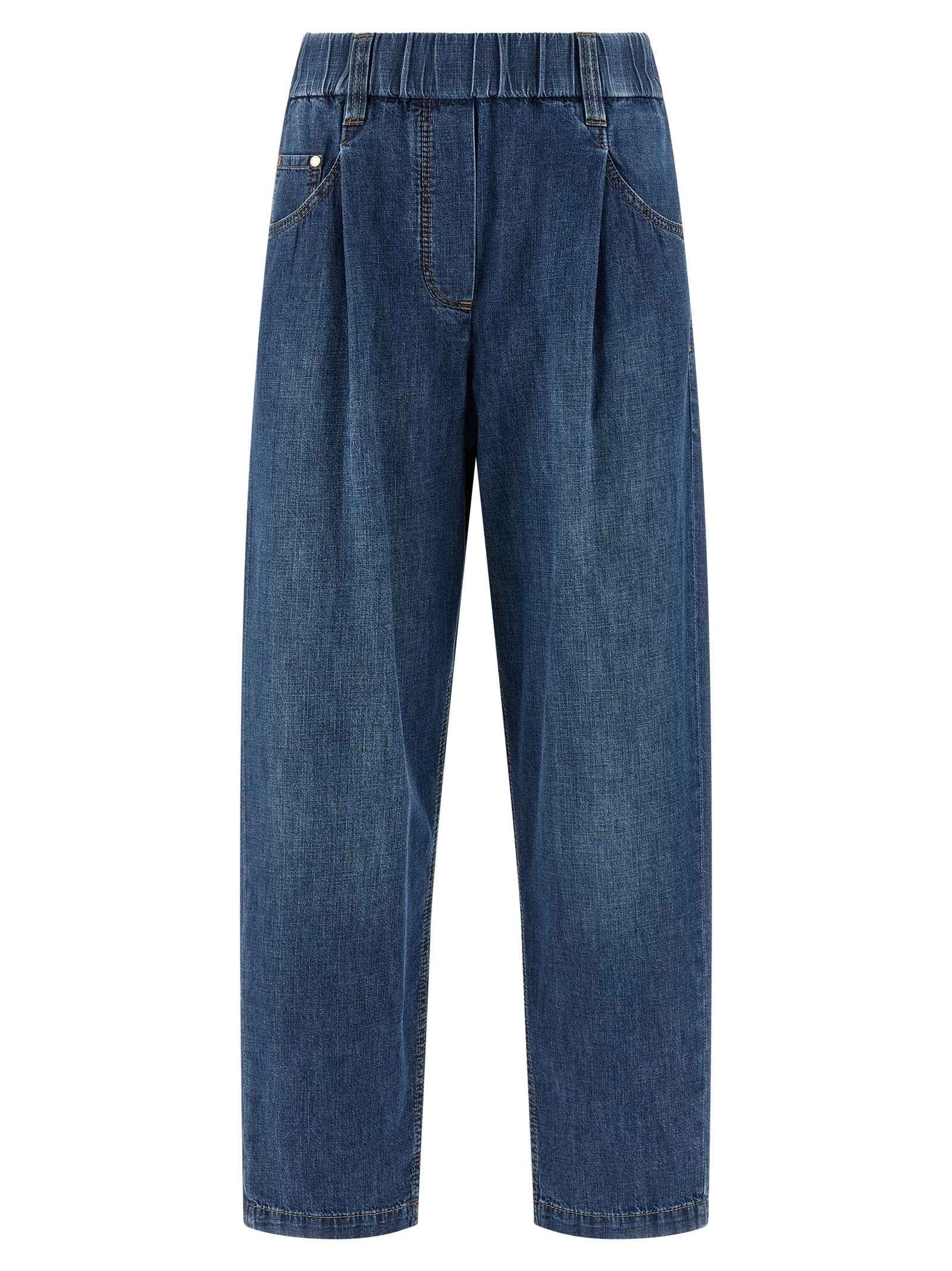 Brunello Cucinelli Blue Cotton Relaxed Fit Jeans