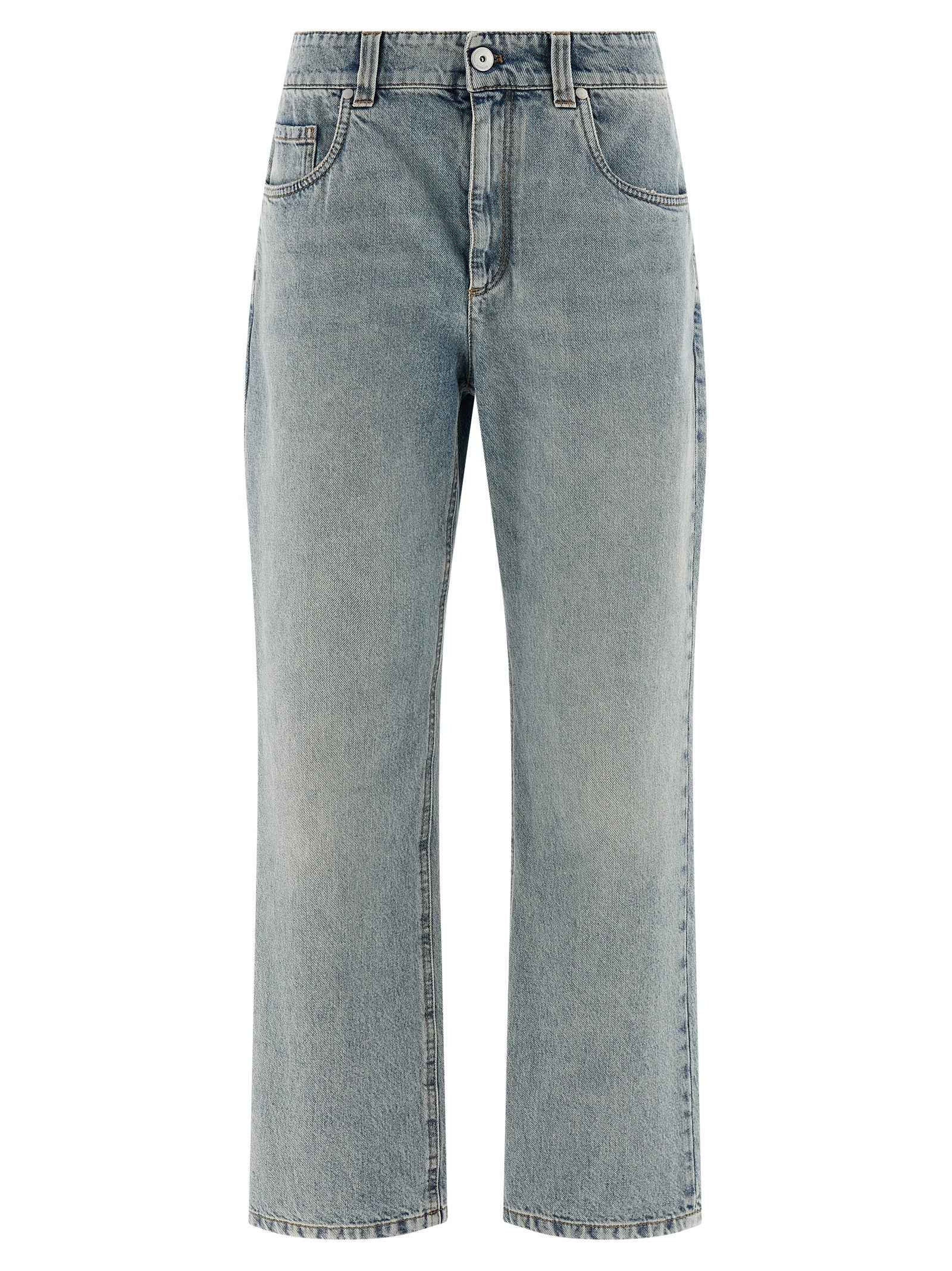 Brunello Cucinelli Blue Cotton Straight-Leg Jeans