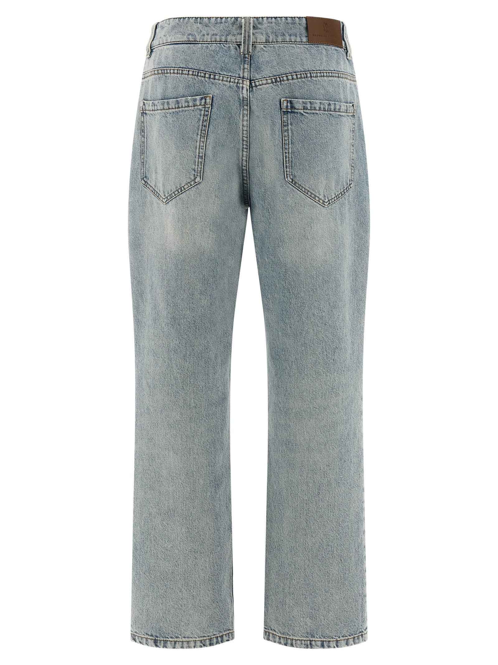 Brunello Cucinelli Blue Cotton Straight-Leg Jeans