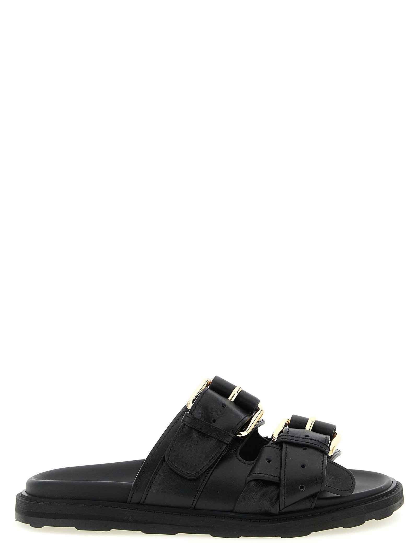 Moschino Black Calfskin Slides