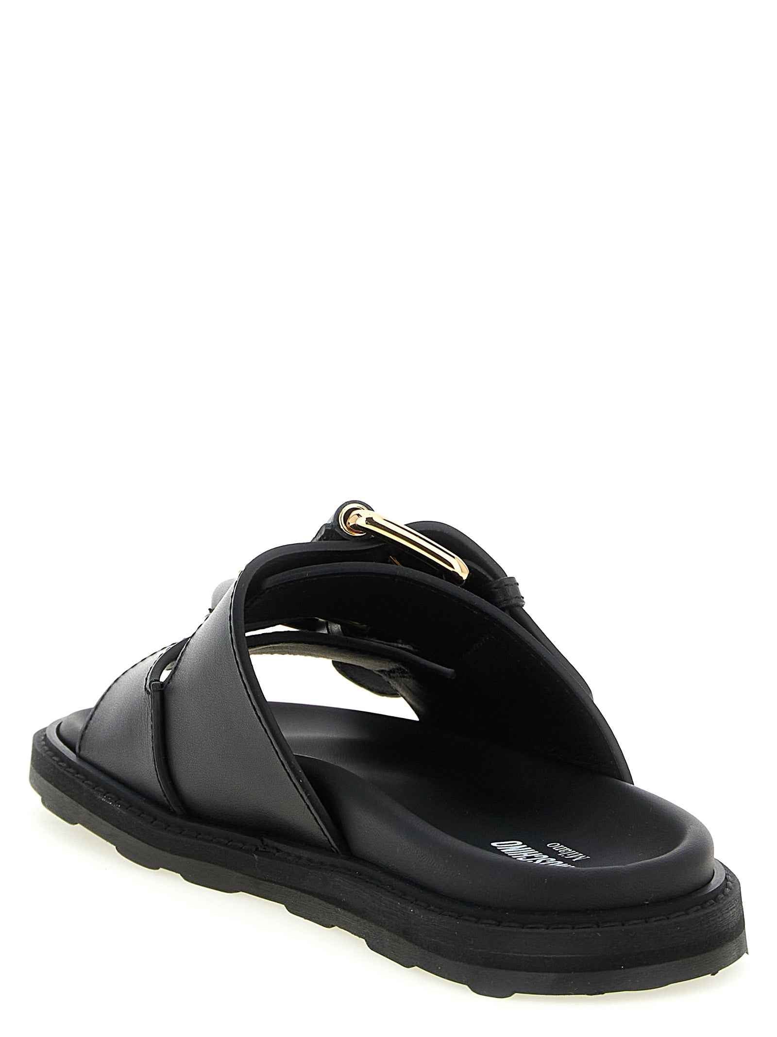 Moschino Black Calfskin Slides
