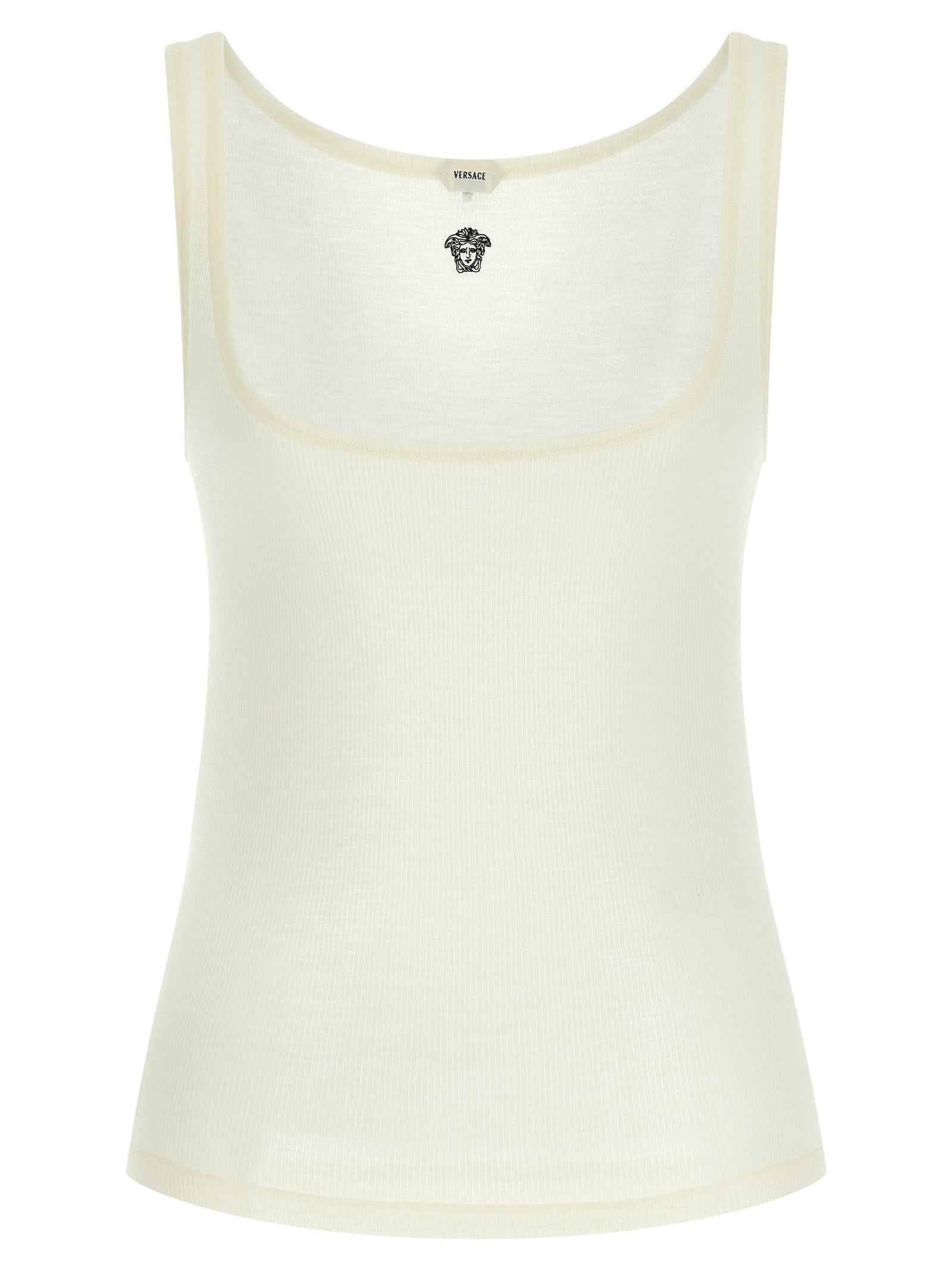 Versace White Virgin Wool Sleeveles T-Shirt