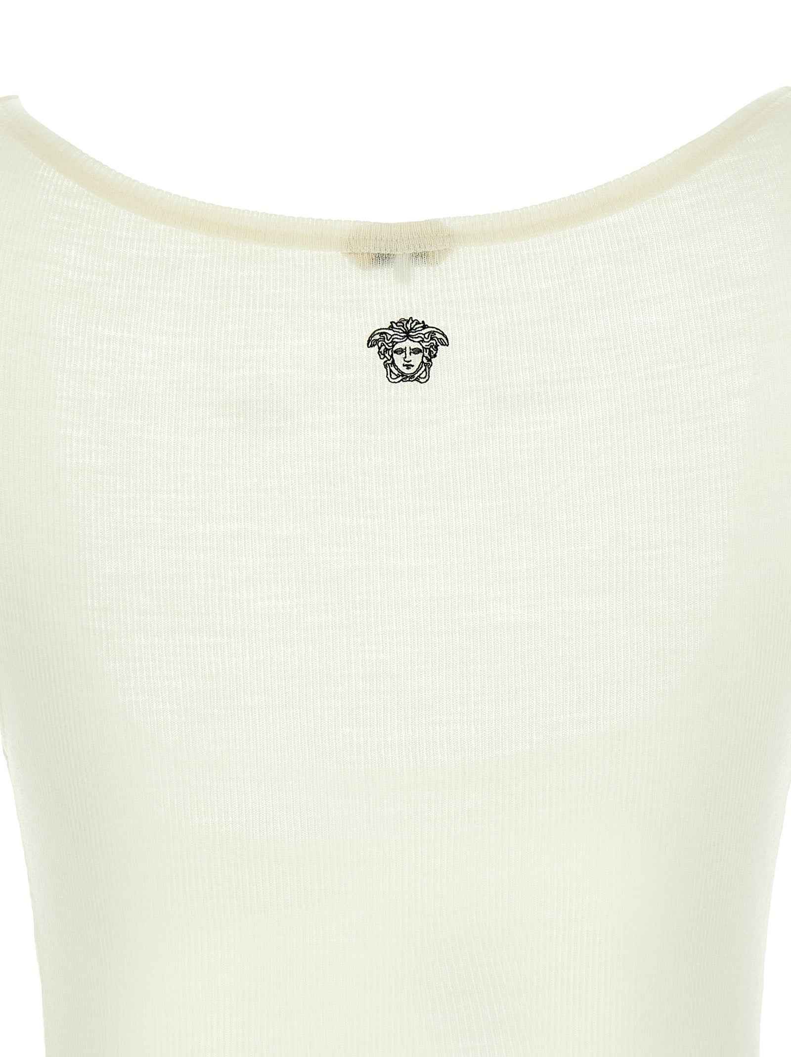Versace White Virgin Wool Sleeveles T-Shirt