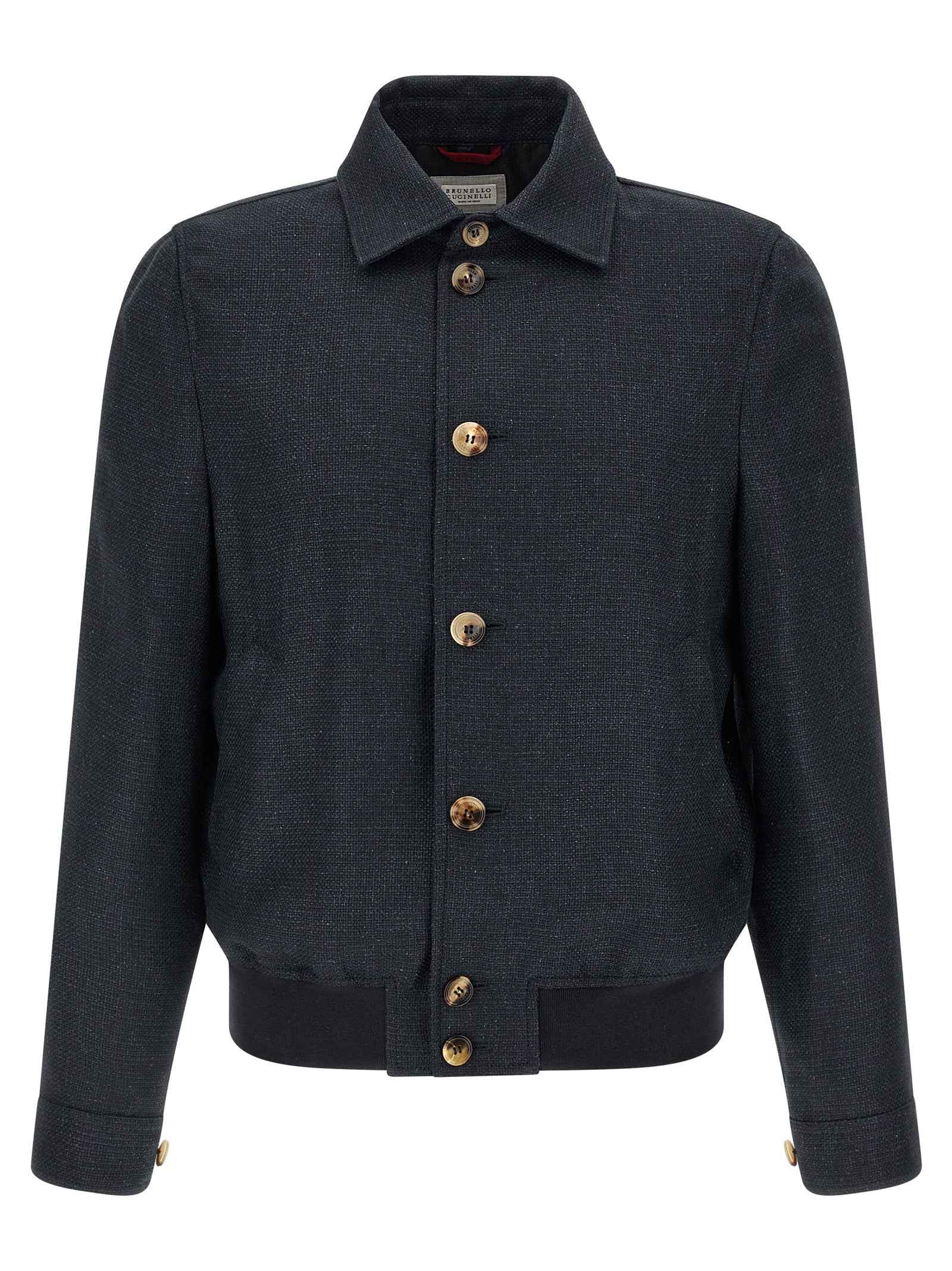 Brunello Cucinelli Blue Sisal Biker Jacket