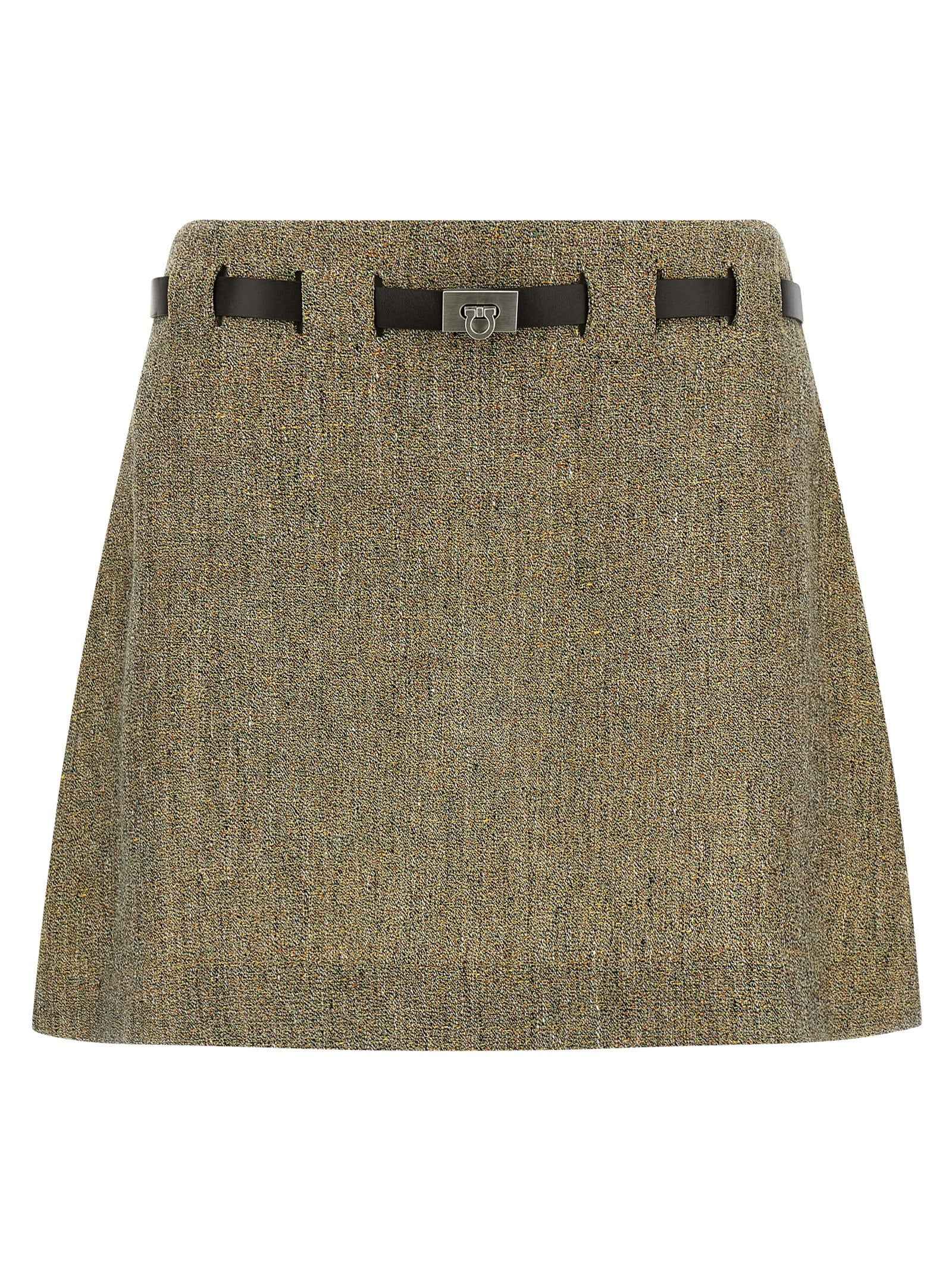 Ferragamo Multicolor Linen Long Skirt