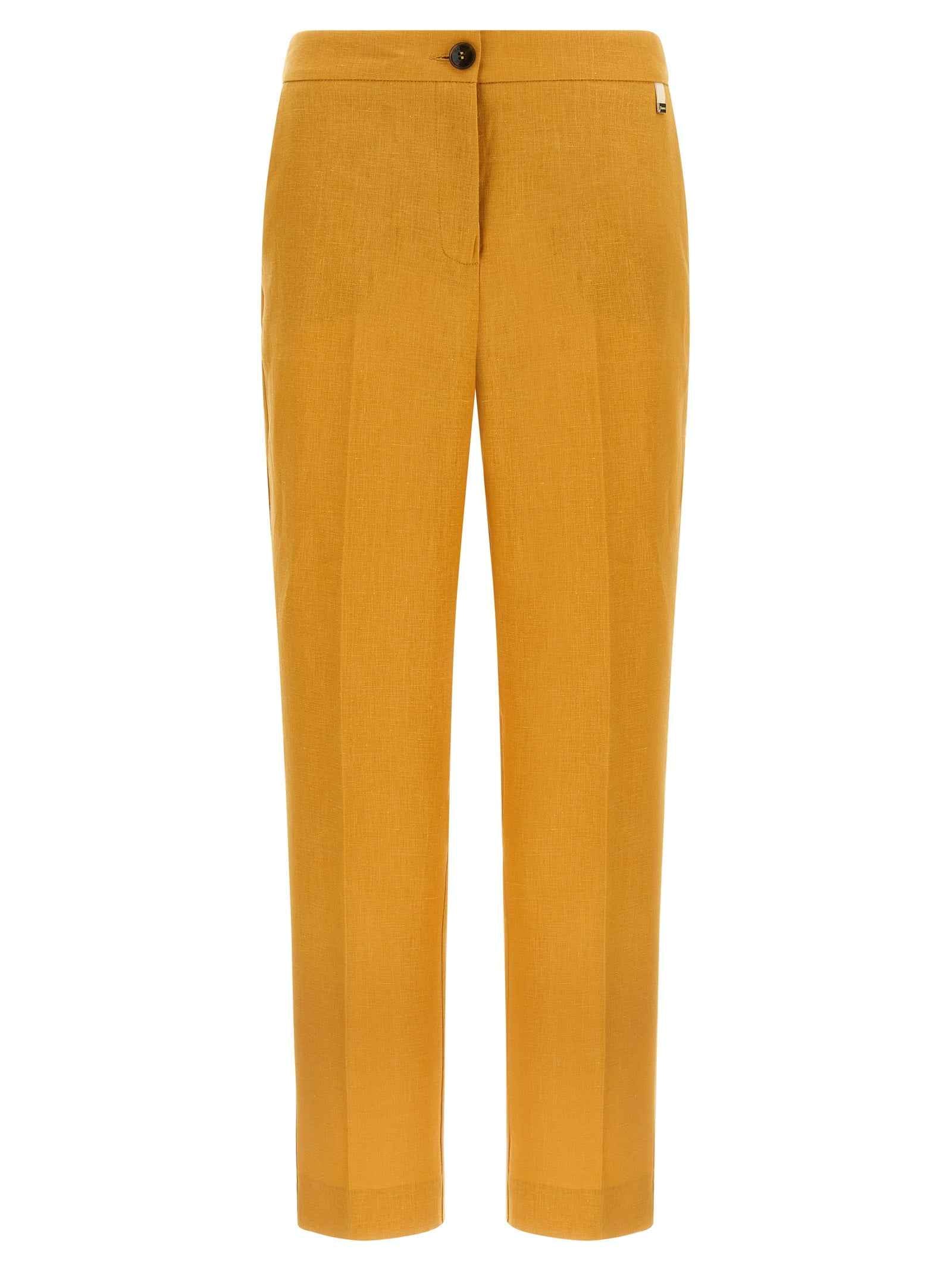 Herno Orange Linen Casual Pants