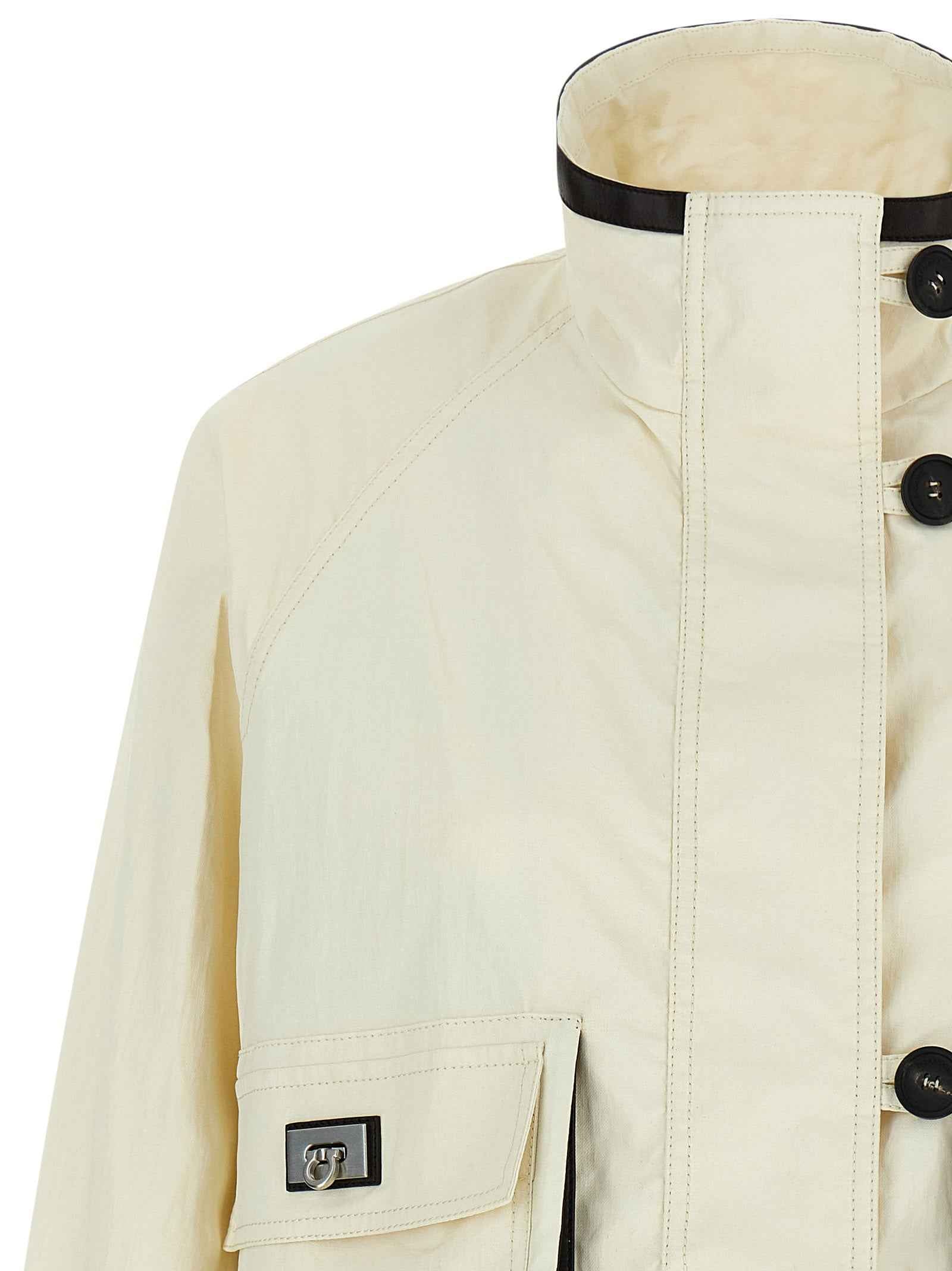 Ferragamo White Linen Full-Length Jacket
