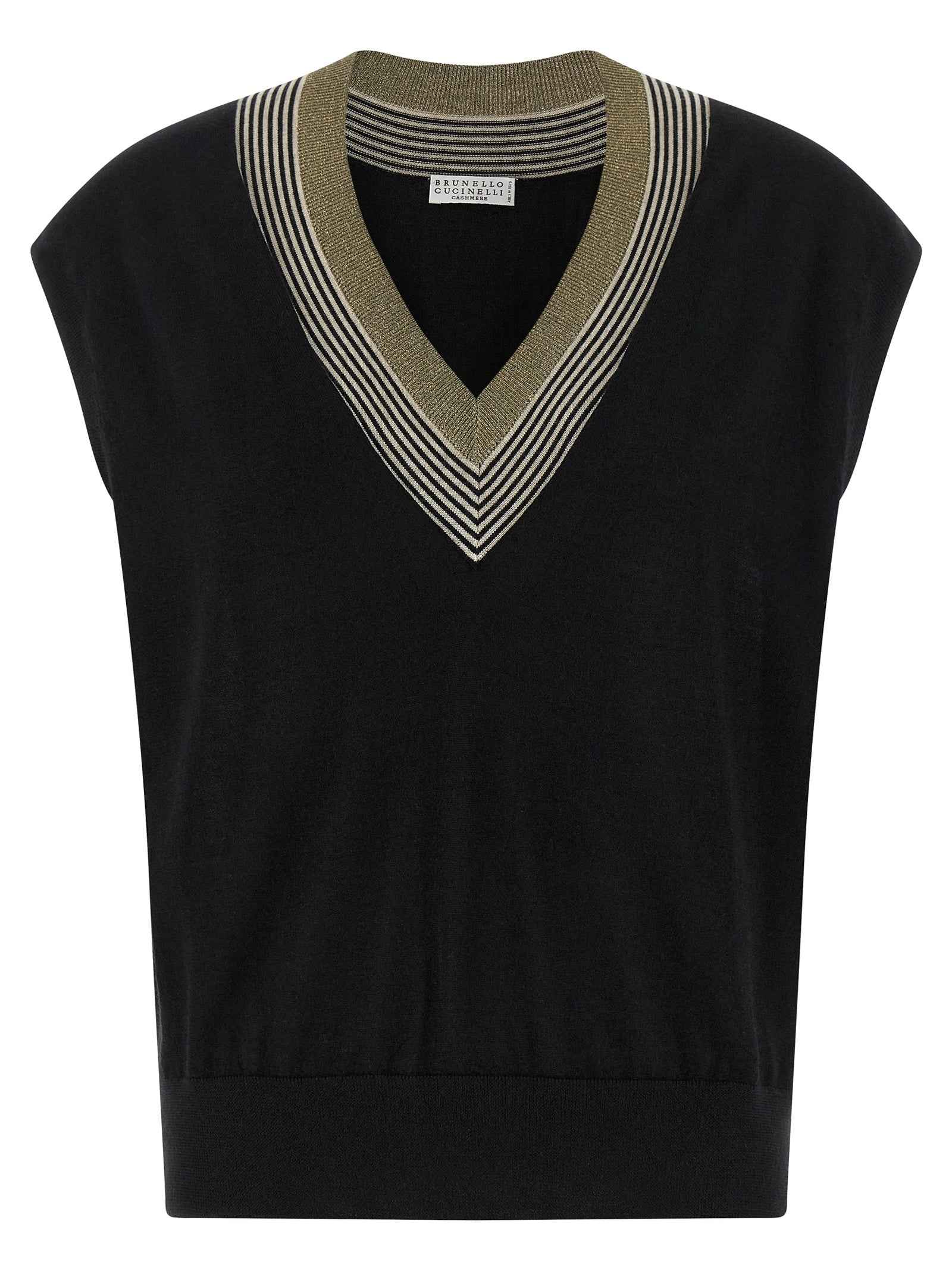 Brunello Cucinelli Black Cashmere Sleeveless Jacket