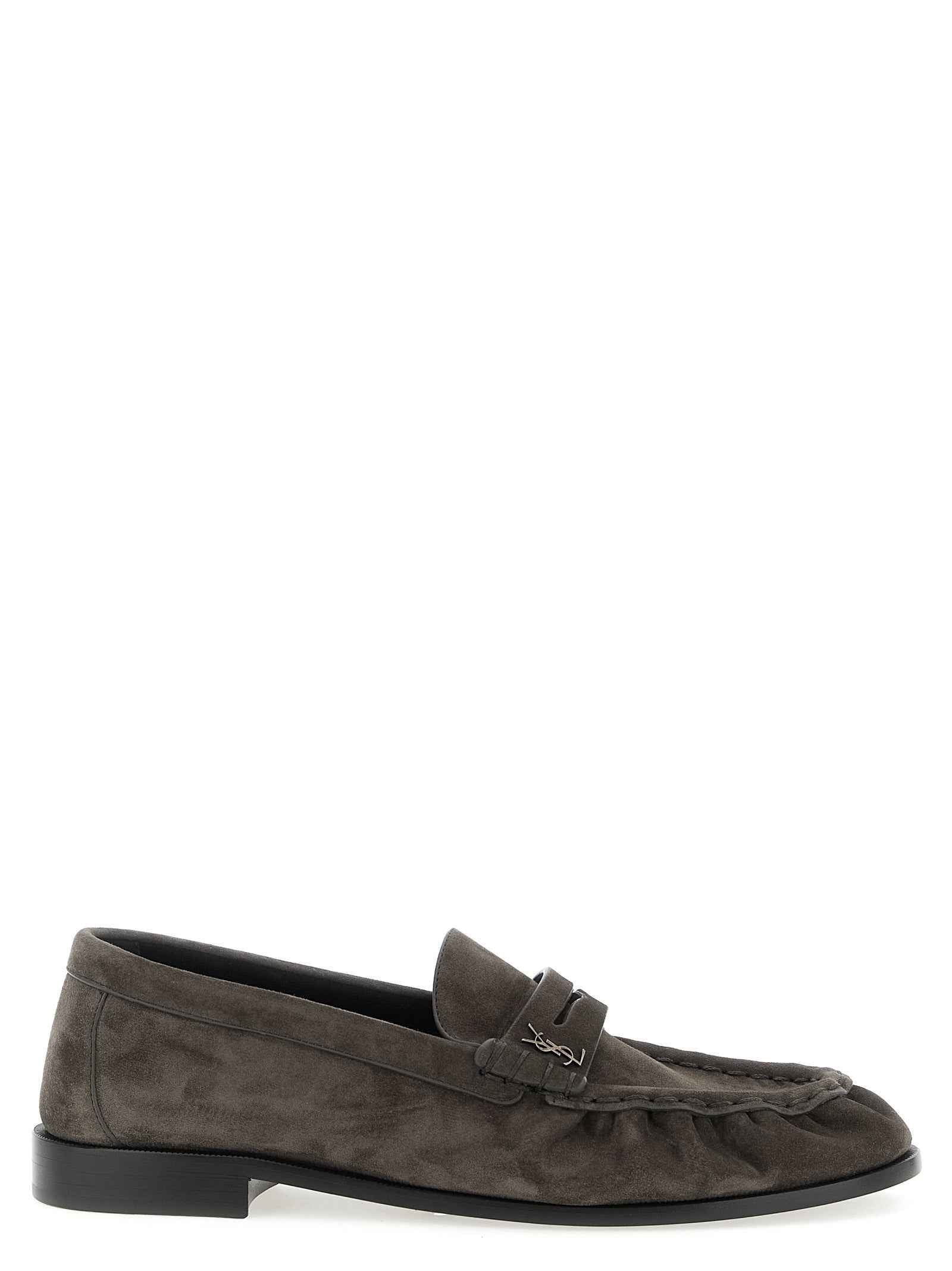Saint Laurent Brown Calfskin Slip-On Loafers