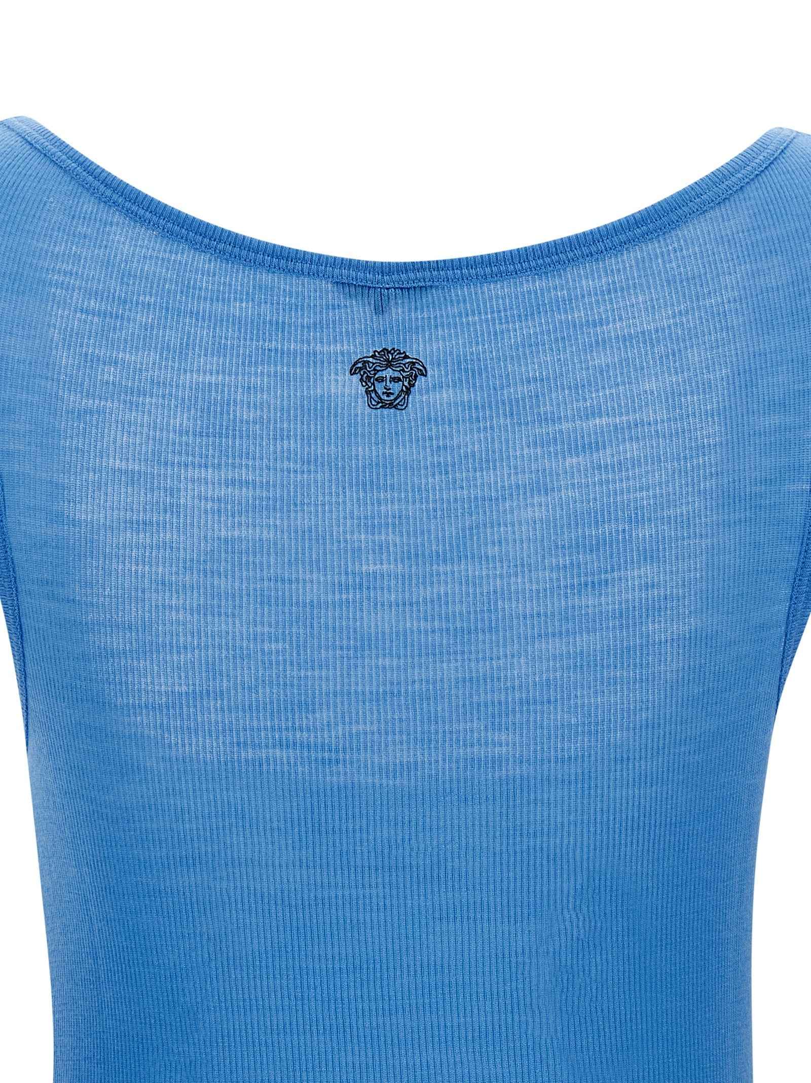 Versace Blue Virgin Wool Tank Tops