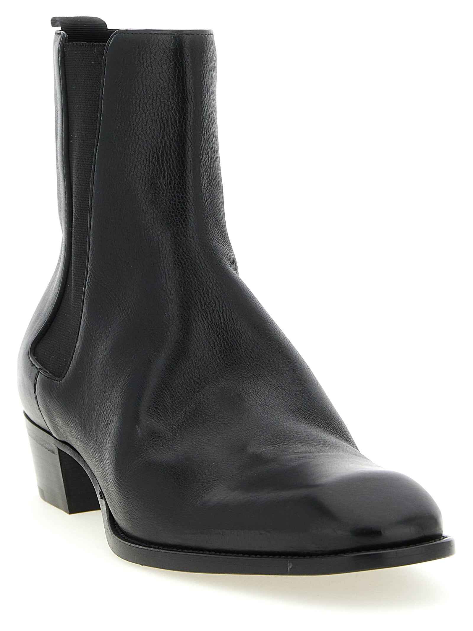 Saint Laurent Black Calfskin Chelsea Boots