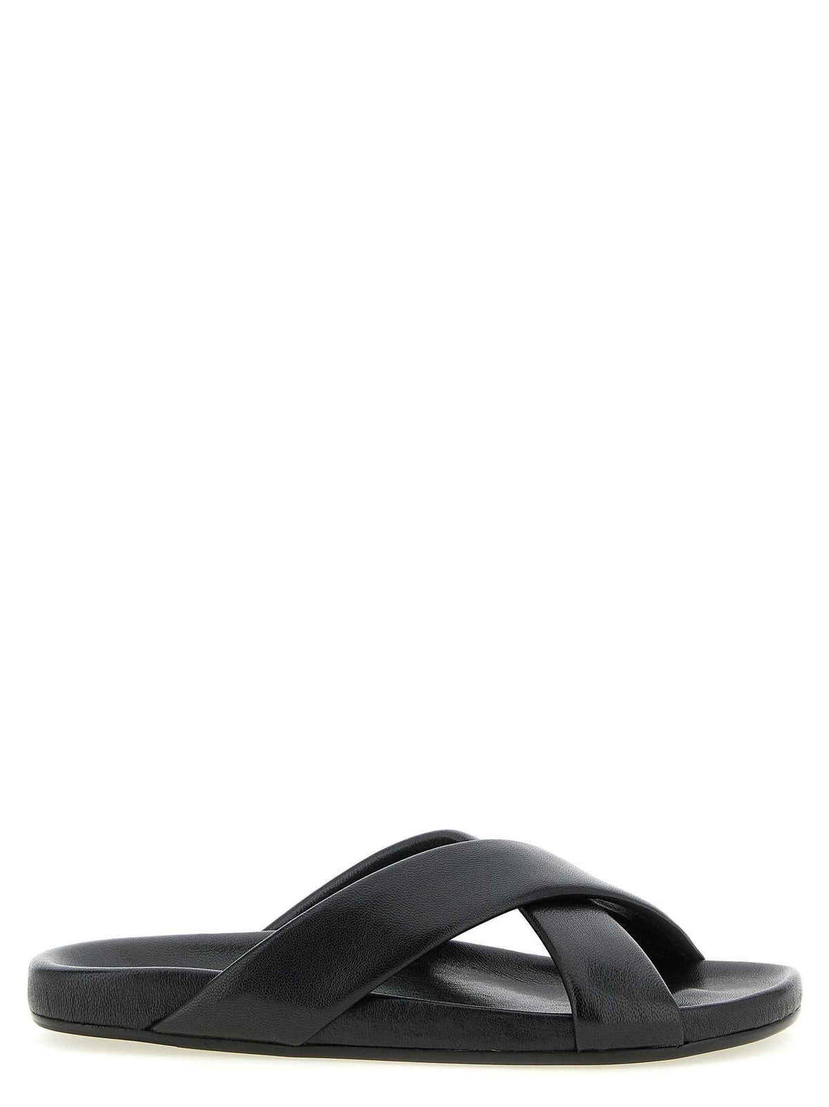 Saint Laurent Black Lamb Leather Slides