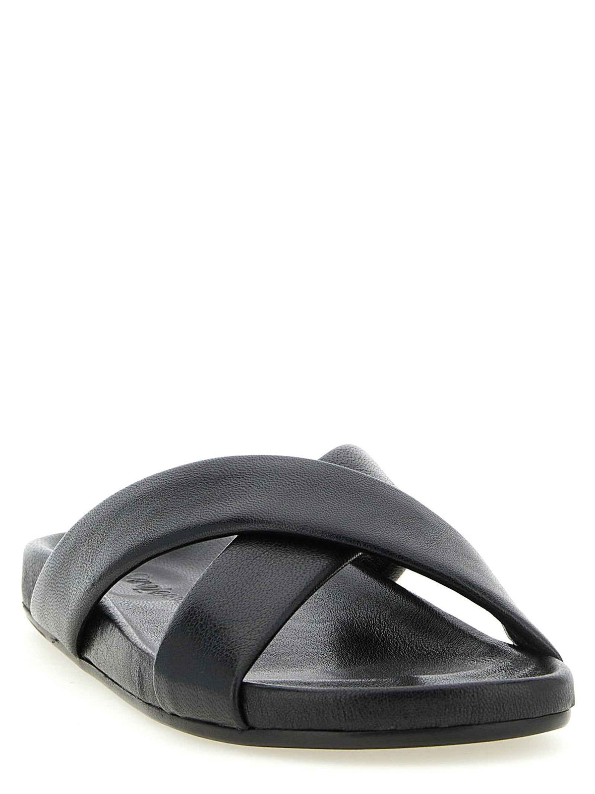 Saint Laurent Black Lamb Leather Slides