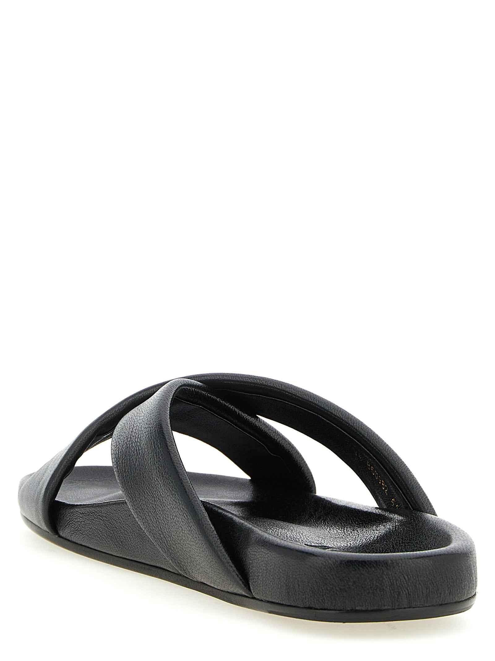 Saint Laurent Black Lamb Leather Slides