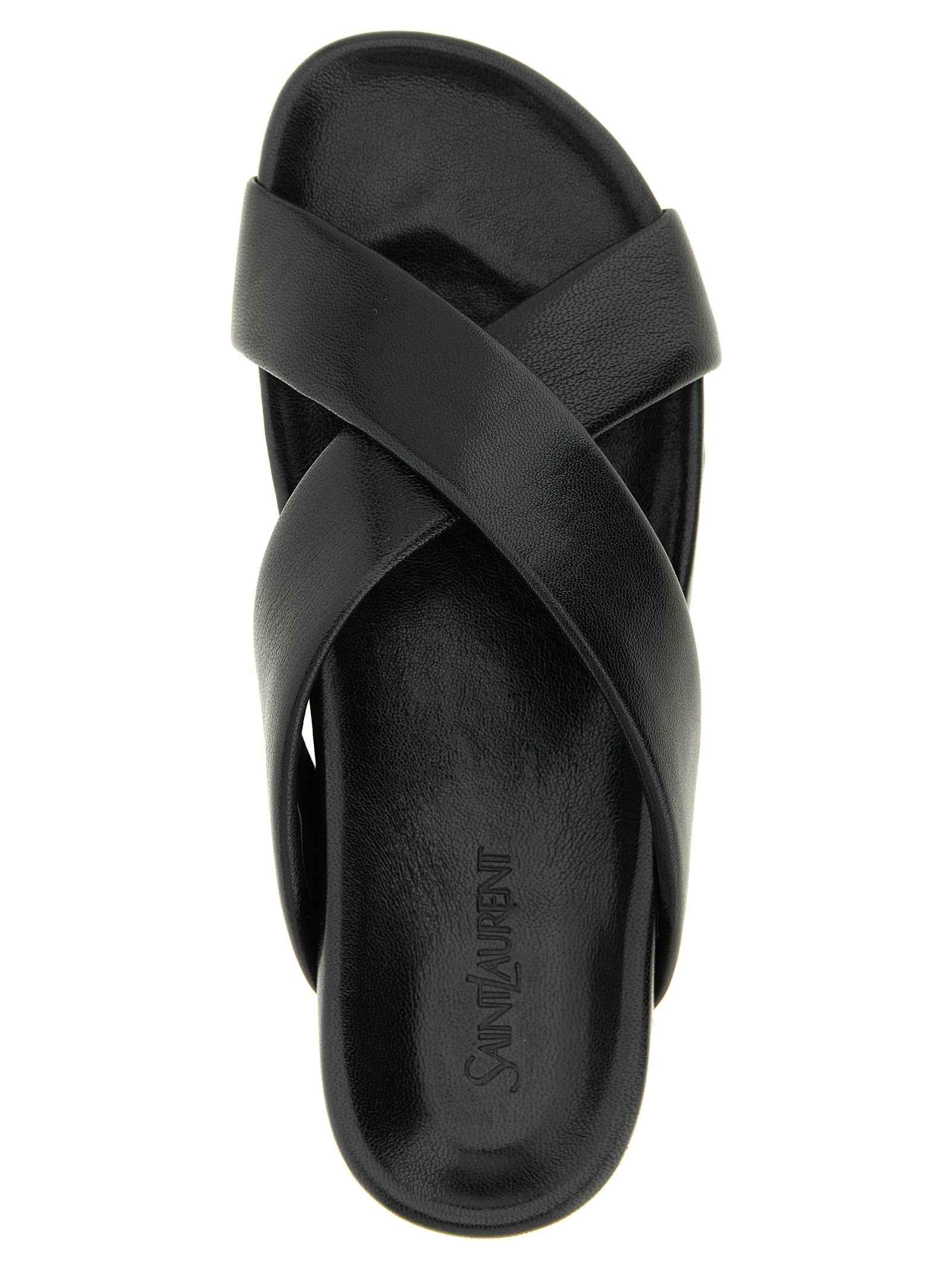 Saint Laurent Black Lamb Leather Slides