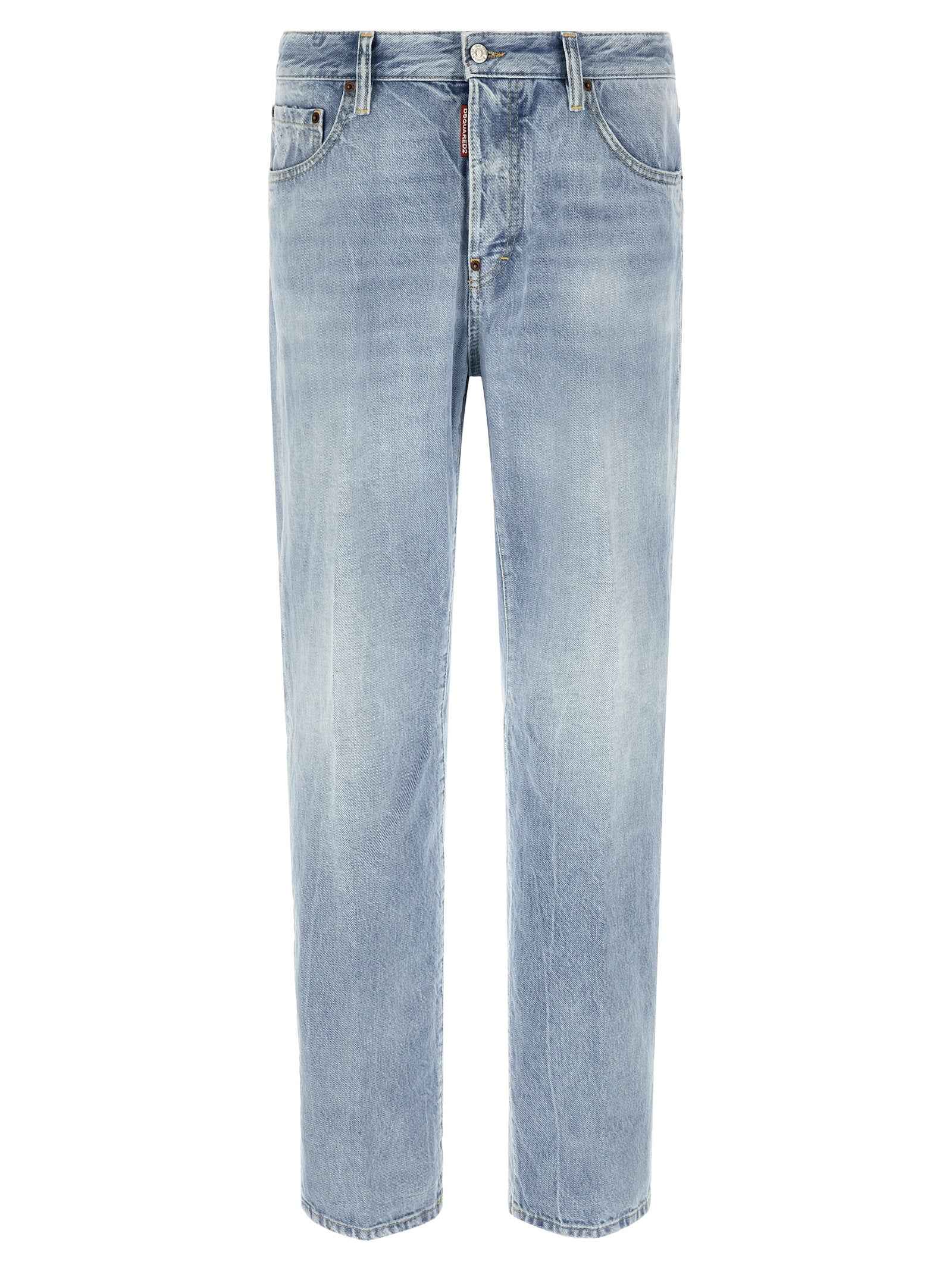 Dsquared² Blue Cotton Straight-Leg Jeans