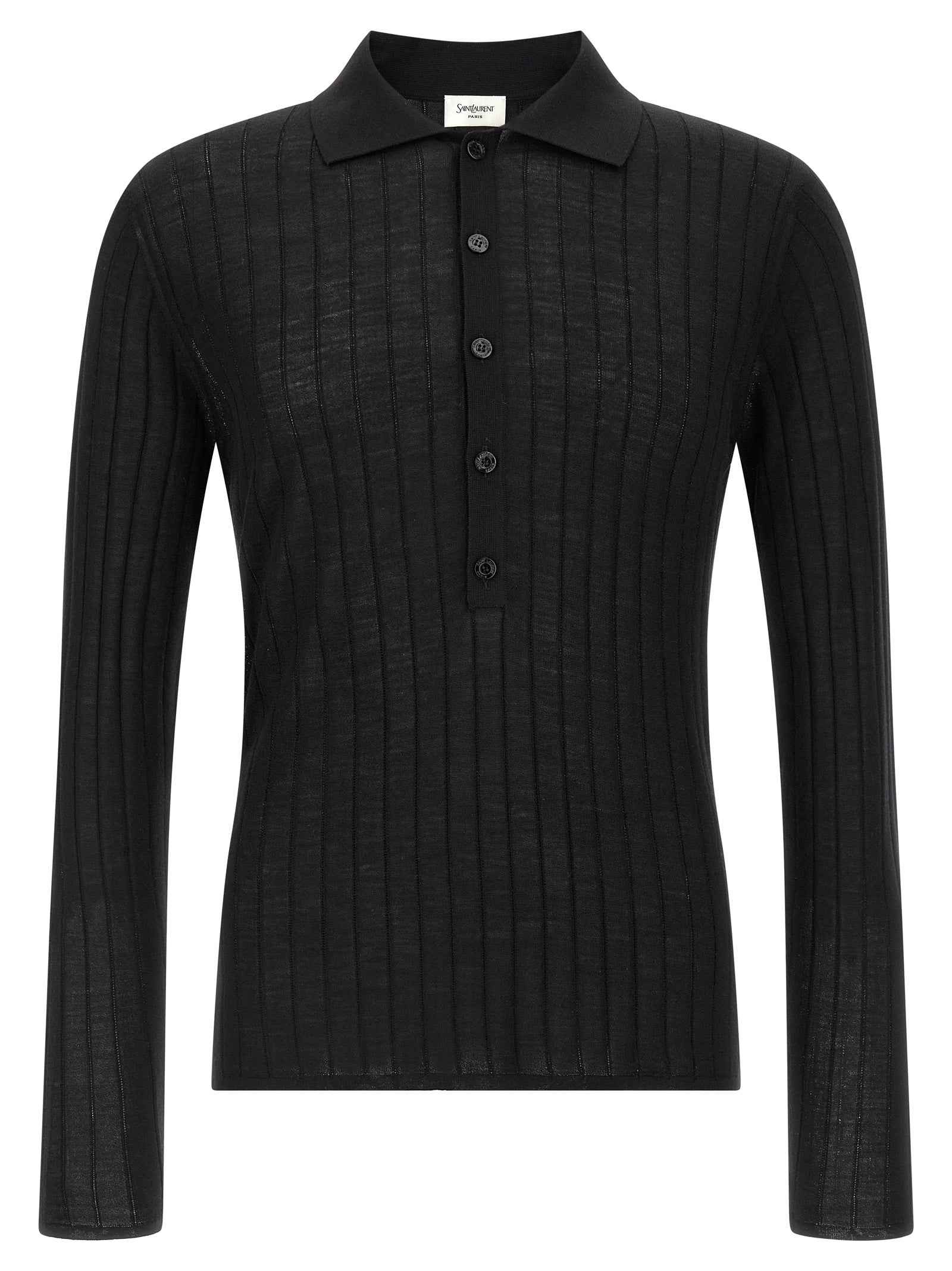 Saint Laurent Black Wool Polo Shirt