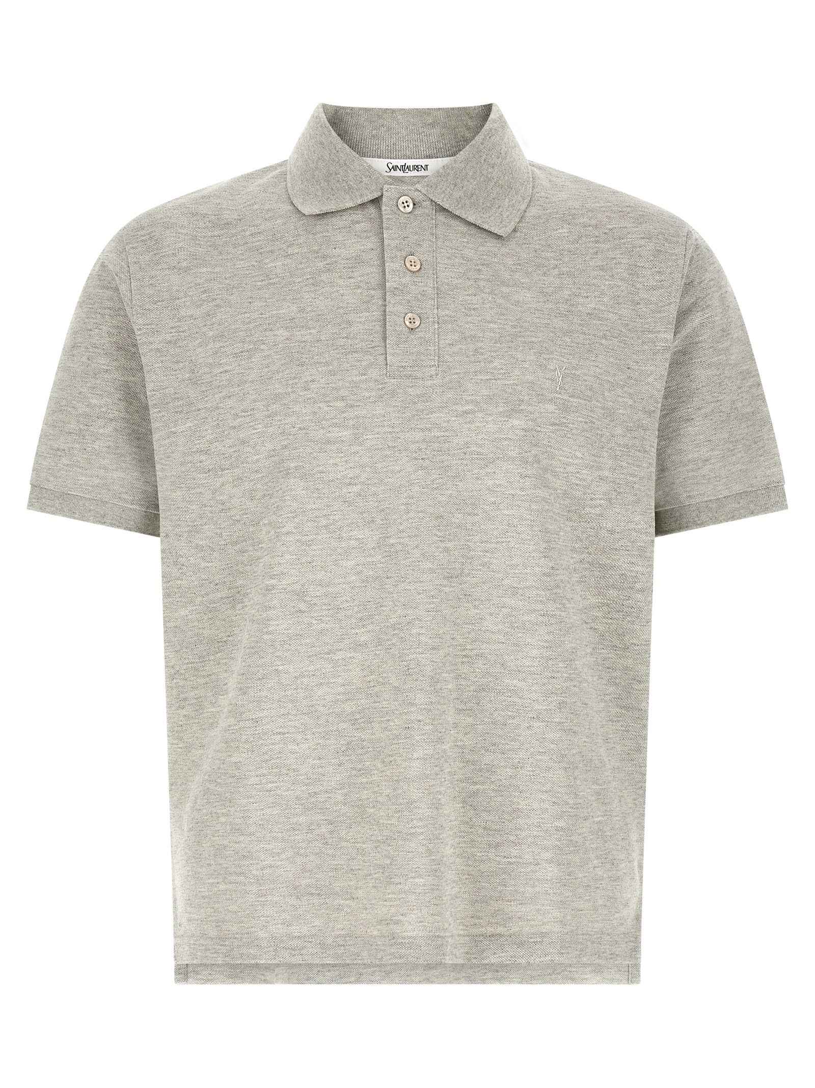 Saint Laurent Gray Cotton Polo Shirt
