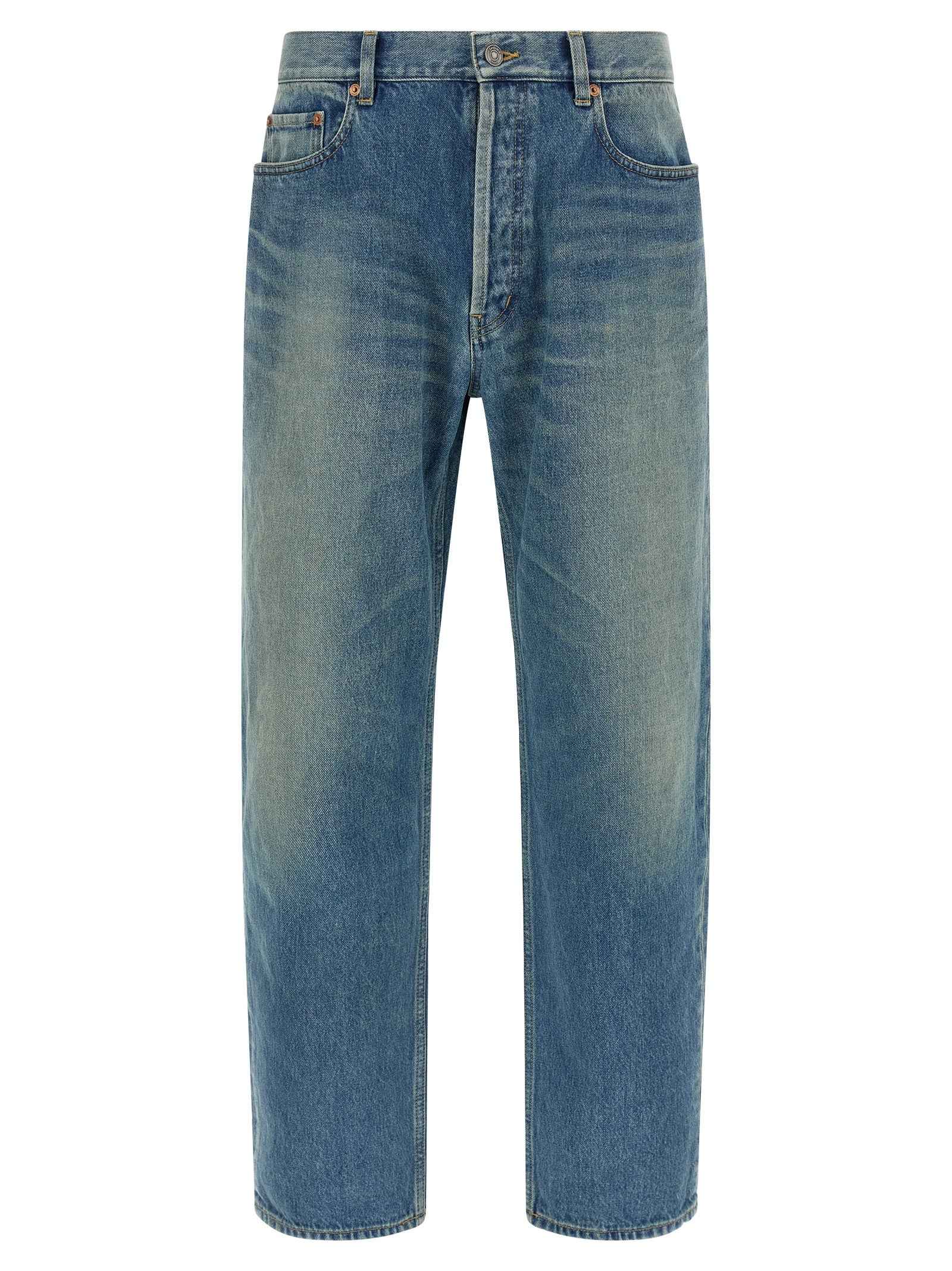 Saint Laurent Blue Cotton Straight-Leg Jeans
