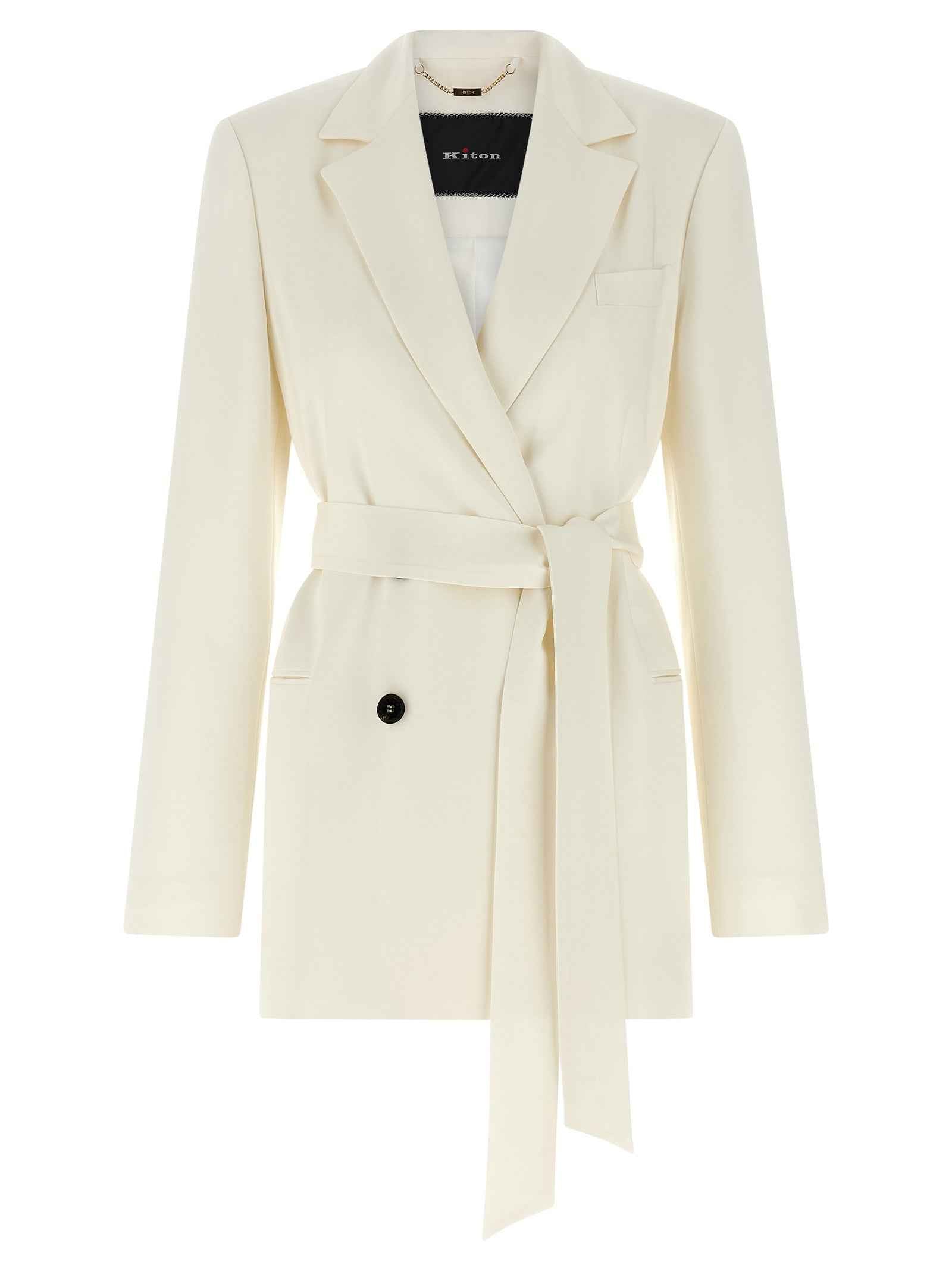 Kiton White Silk Blazer
