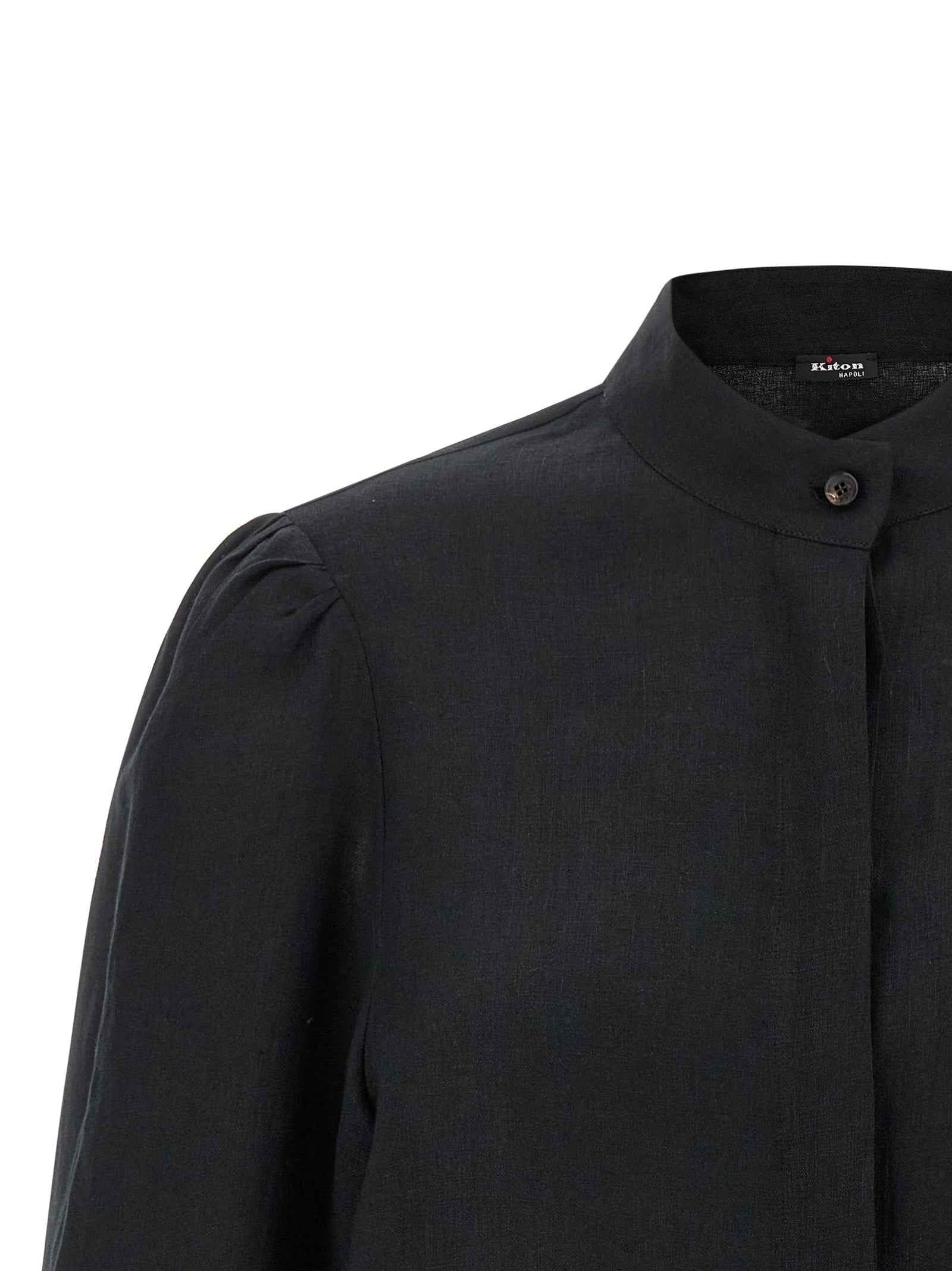 Kiton Black Linen Blouse