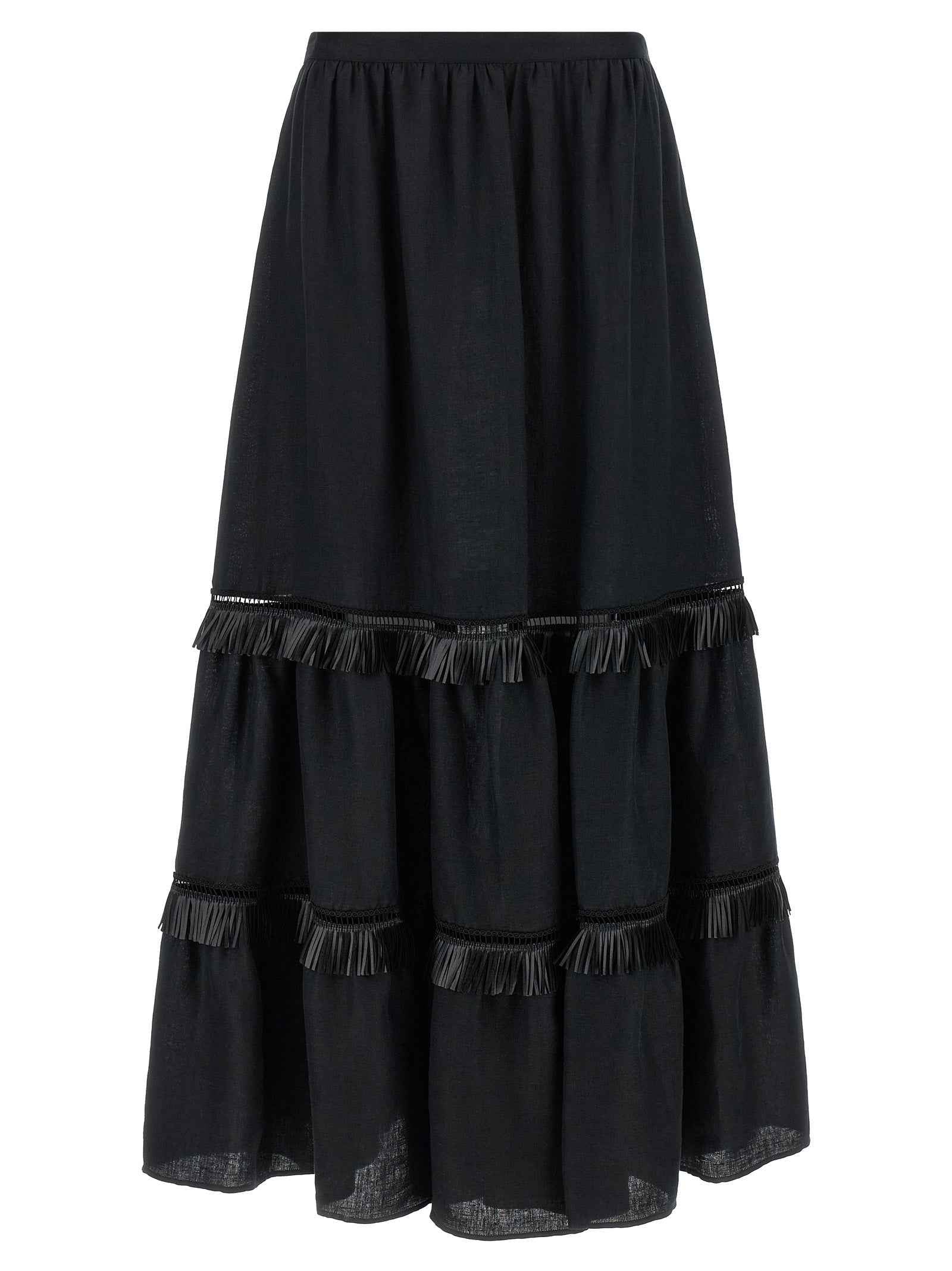 Kiton Black Linen Mini Skirt