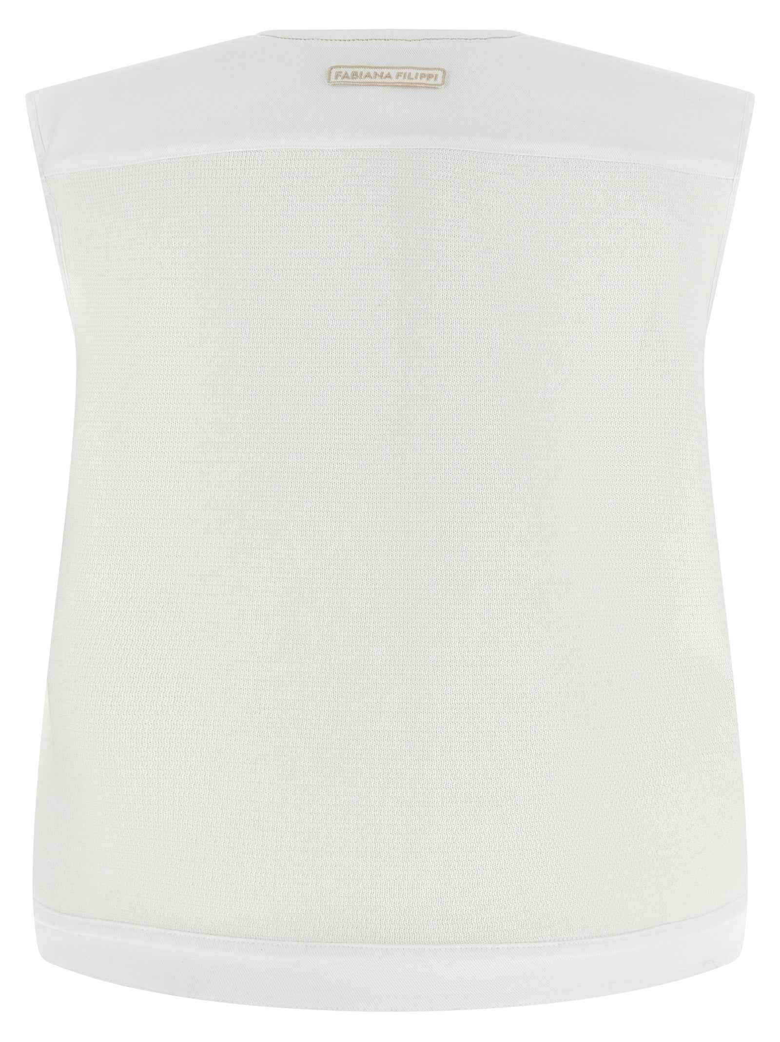 Fabiana Filippi White Cotton Sleeveless Jacket
