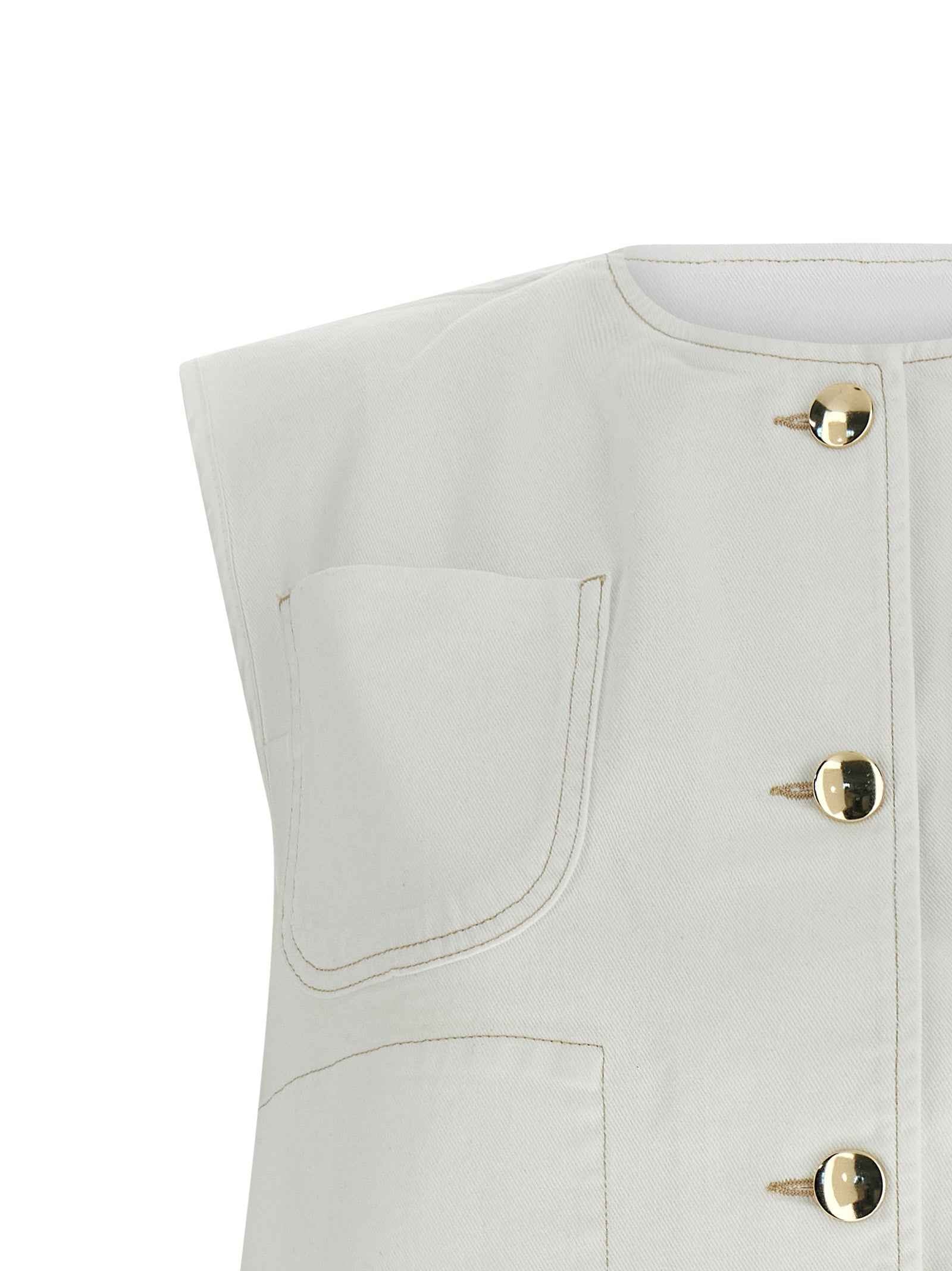 Fabiana Filippi White Cotton Sleeveless Jacket