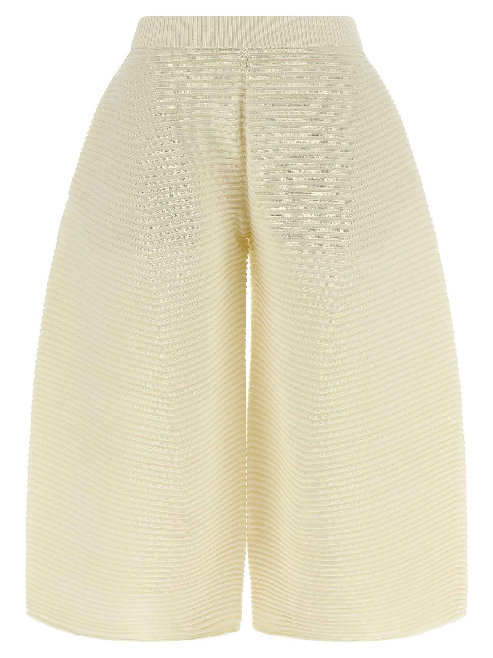Issey Miyake White Polyester Cropped Pants