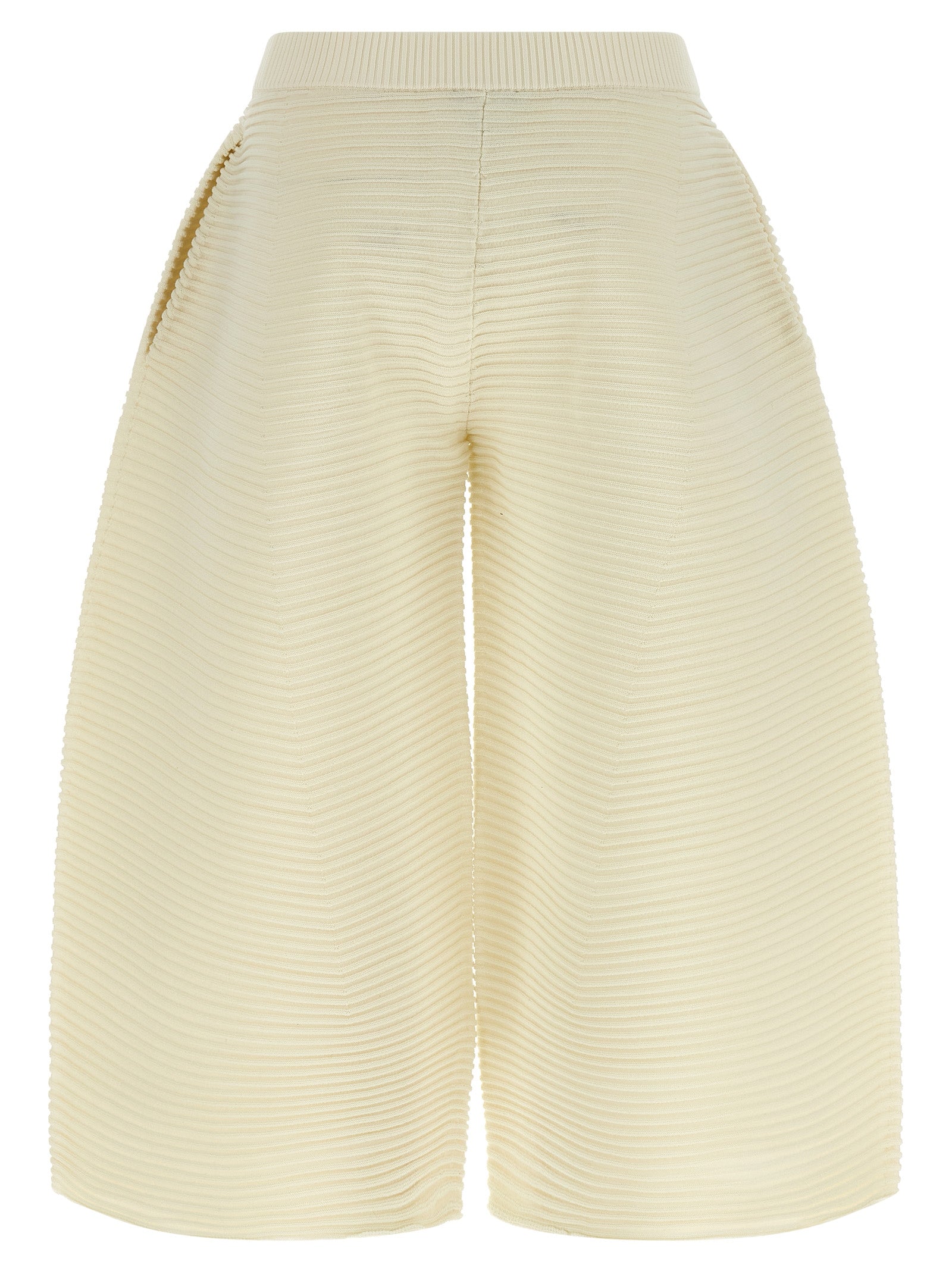 Issey Miyake White Polyester Cropped Pants