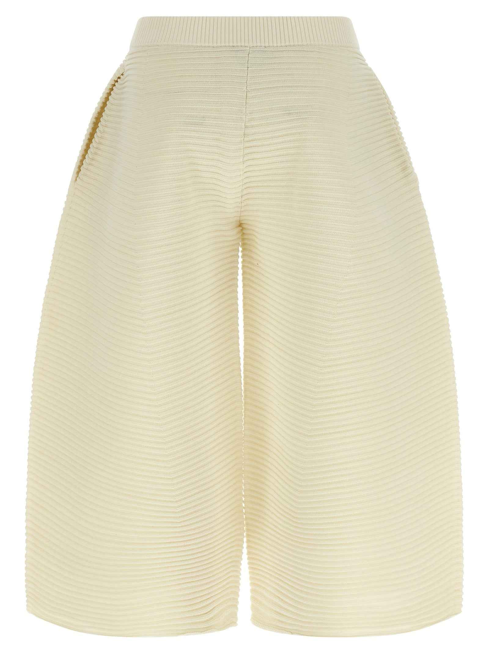 Issey Miyake White Polyester Cropped Pants