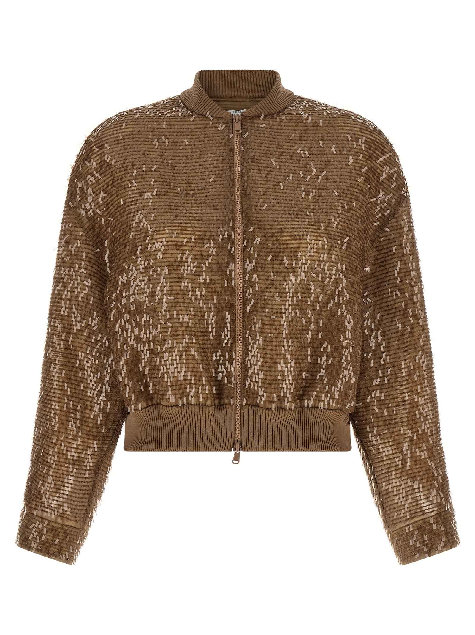 Brunello Cucinelli Brown Silk Cardigan