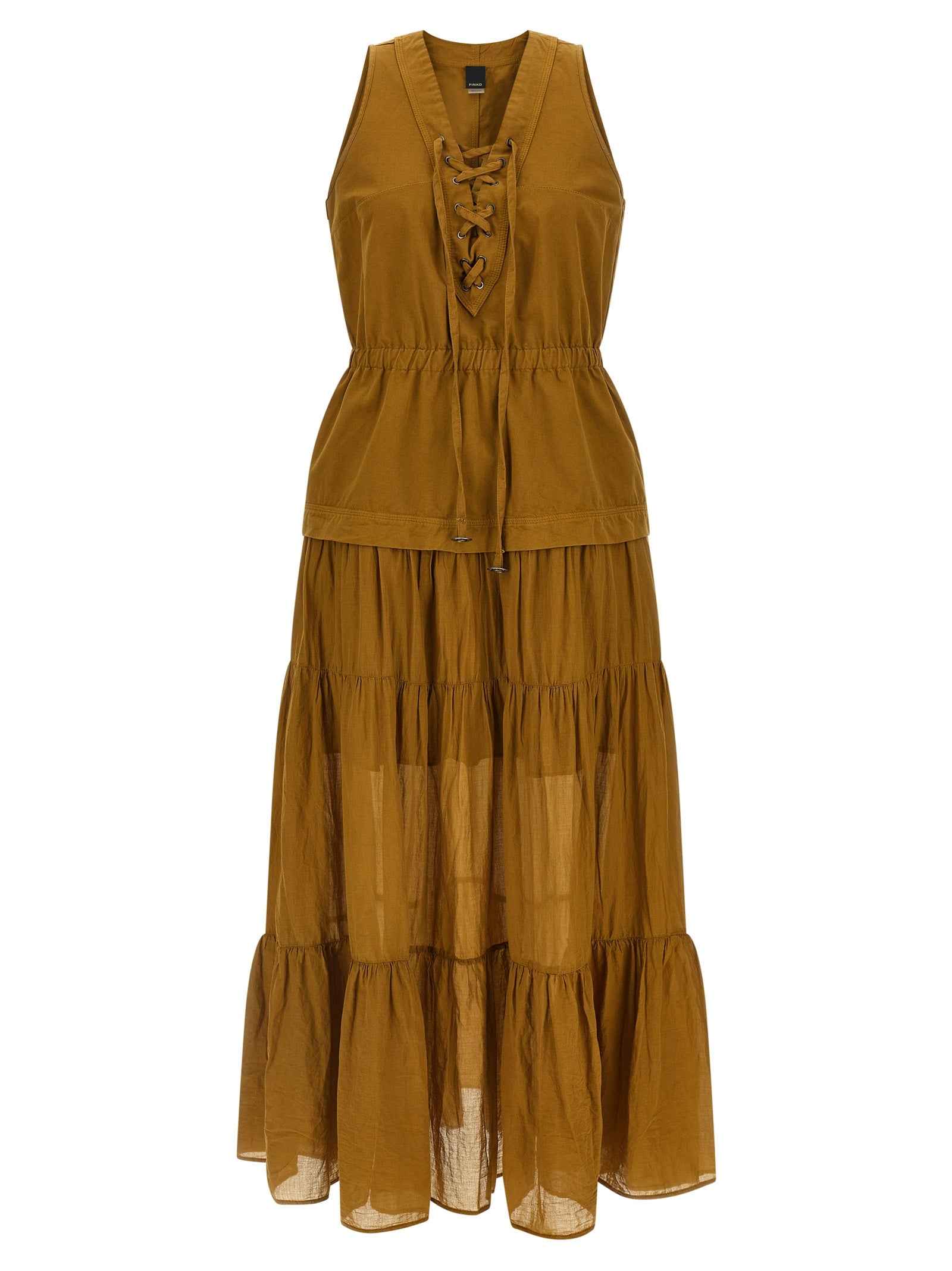 PINKO Brown Cotton Long Dress