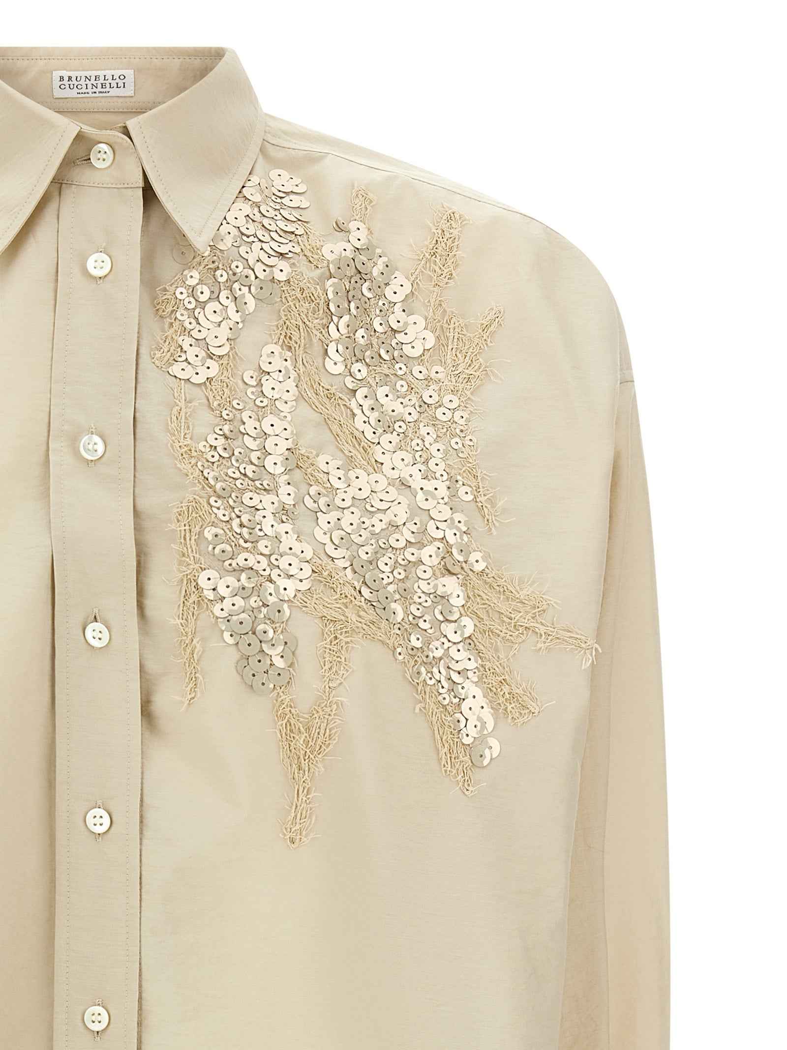 Brunello Cucinelli Beige Cotton Blouse