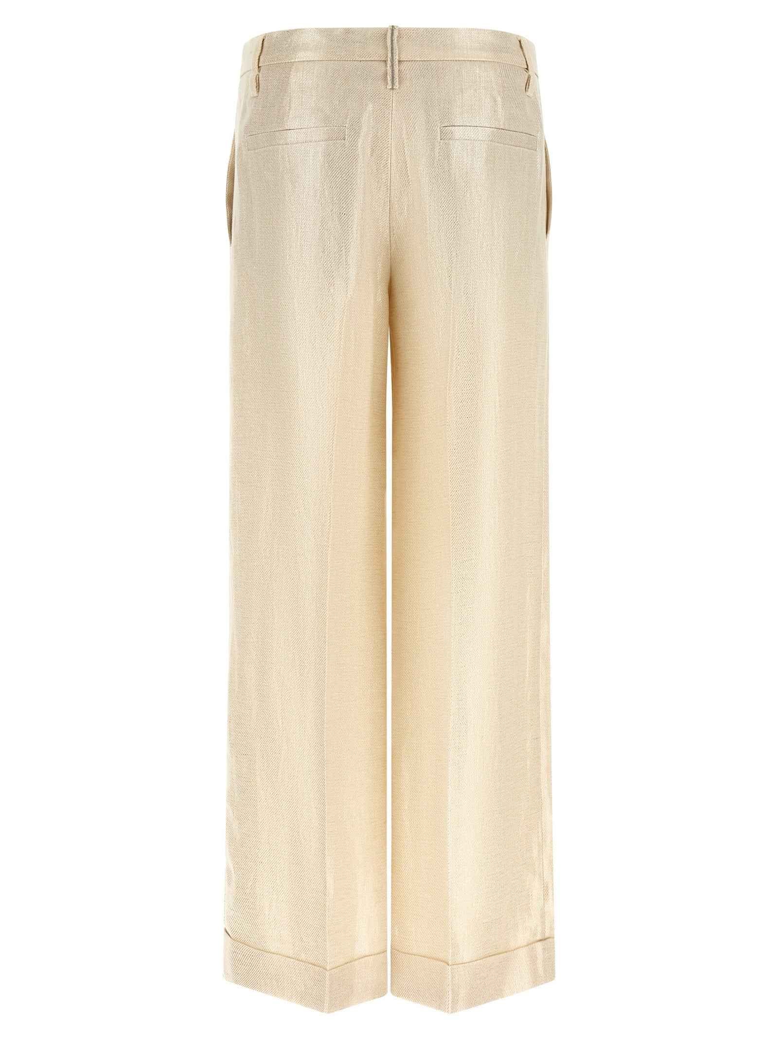 Brunello Cucinelli Gold Linen Casual Pants
