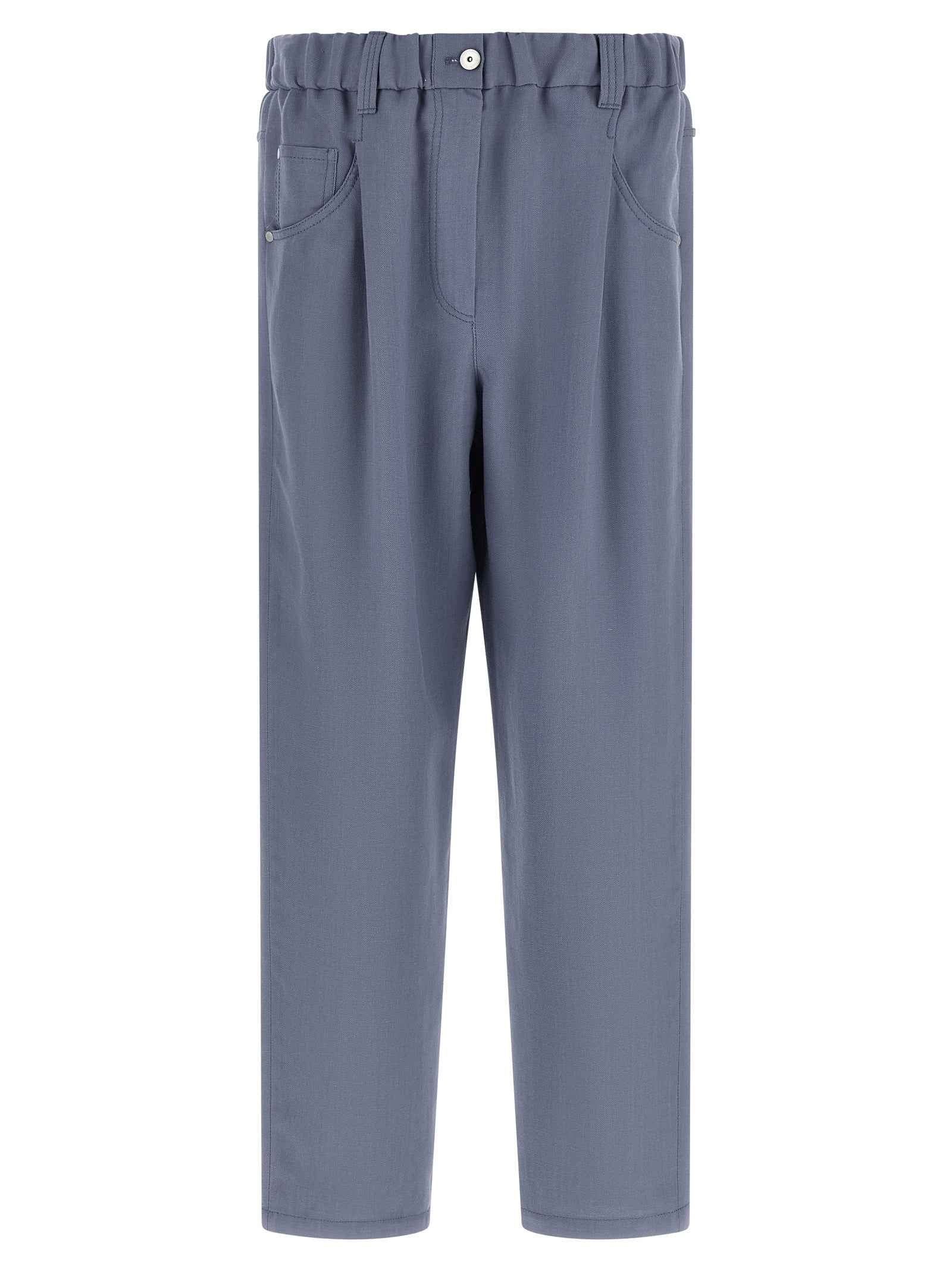 Brunello Cucinelli Blue Viscose Casual Pants