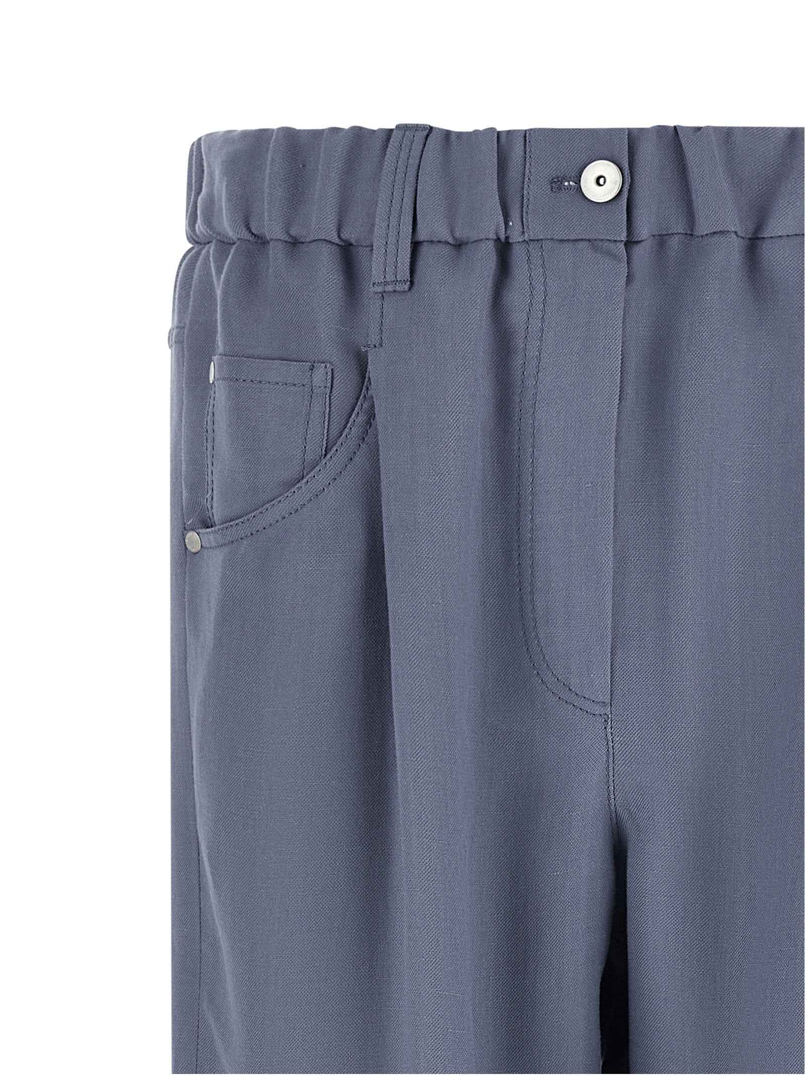 Brunello Cucinelli Blue Viscose Casual Pants