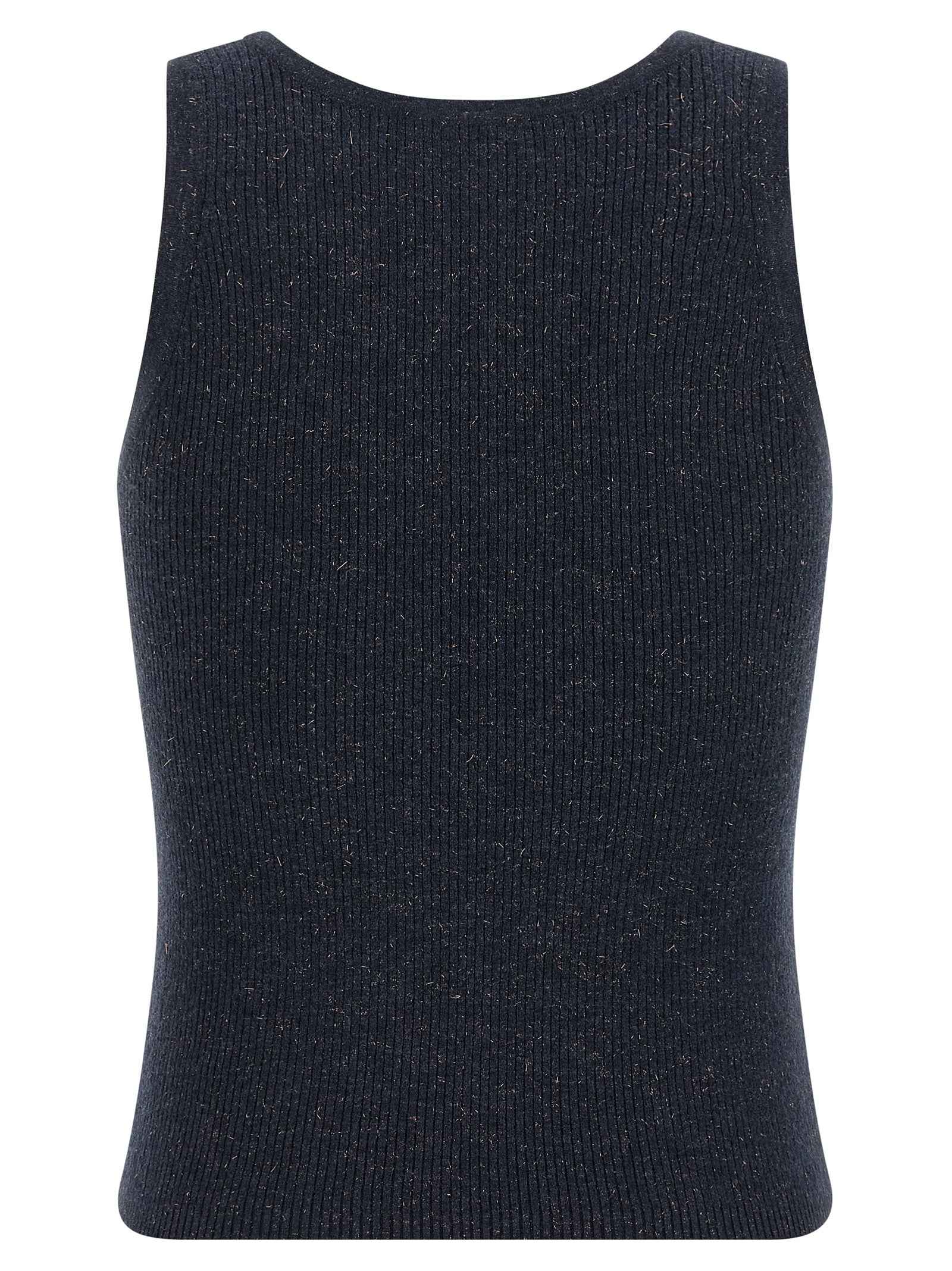 Brunello Cucinelli Blue Cashmere Sleeveles T-Shirt