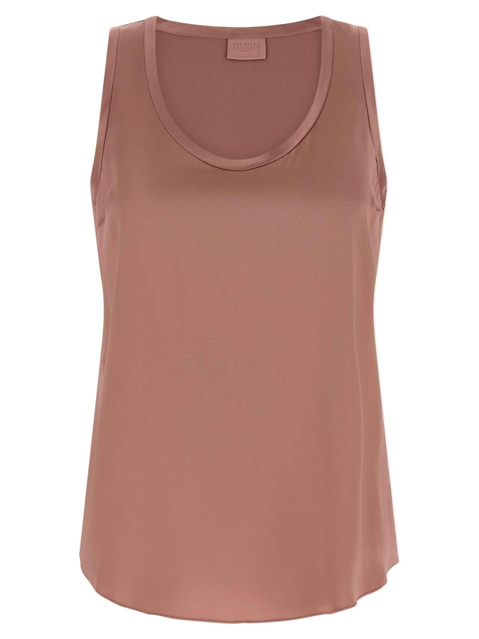 Brunello Cucinelli Multicolor Silk Sleeveles T-Shirt