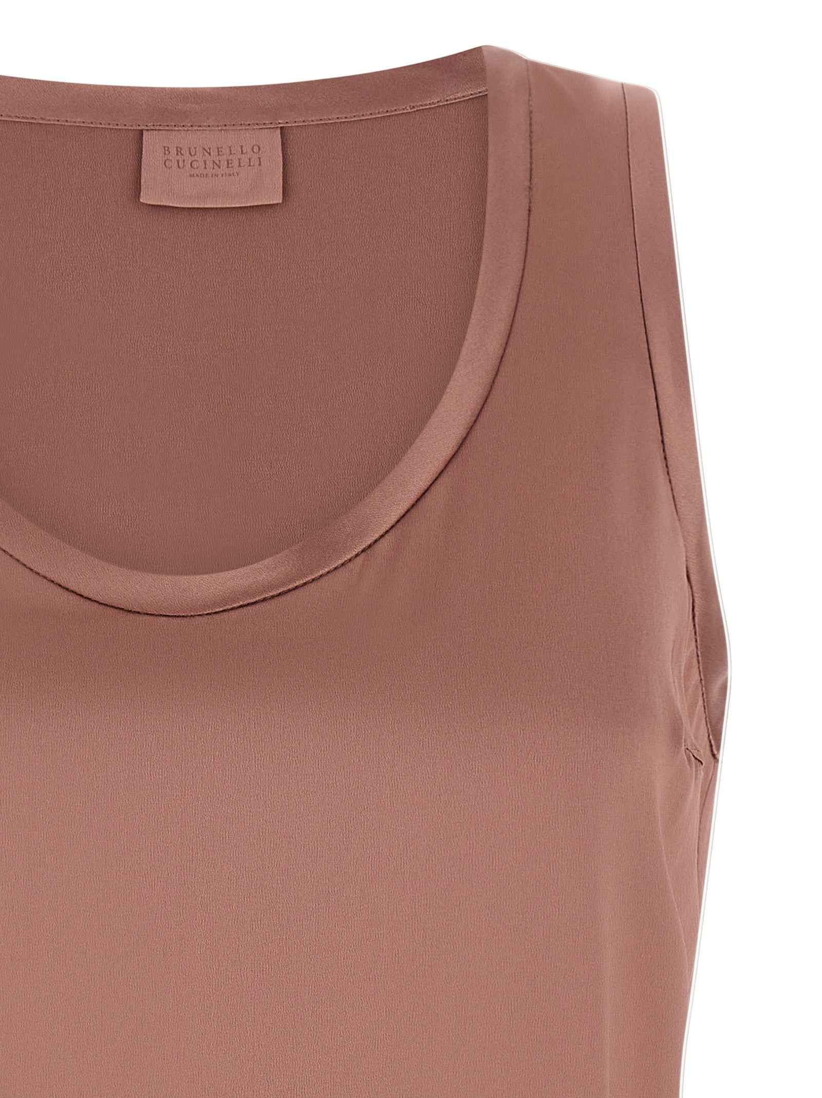 Brunello Cucinelli Multicolor Silk Sleeveles T-Shirt