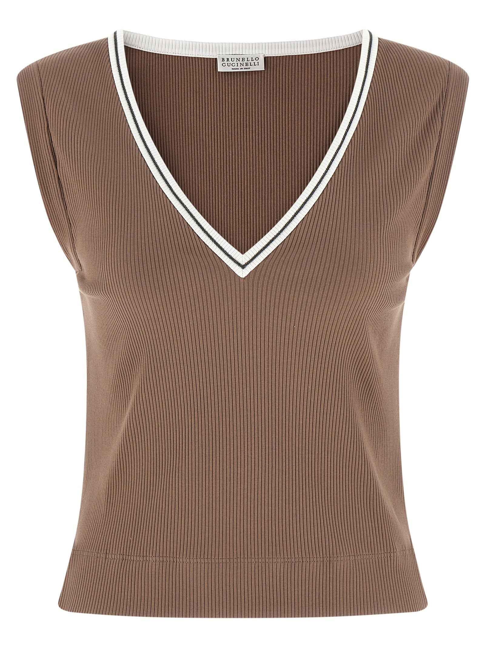 Brunello Cucinelli Brown Cotton Tank Tops